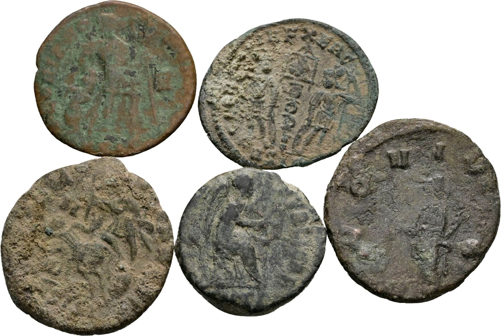 Lot 5 Stück spätrömische Bronzemünzen