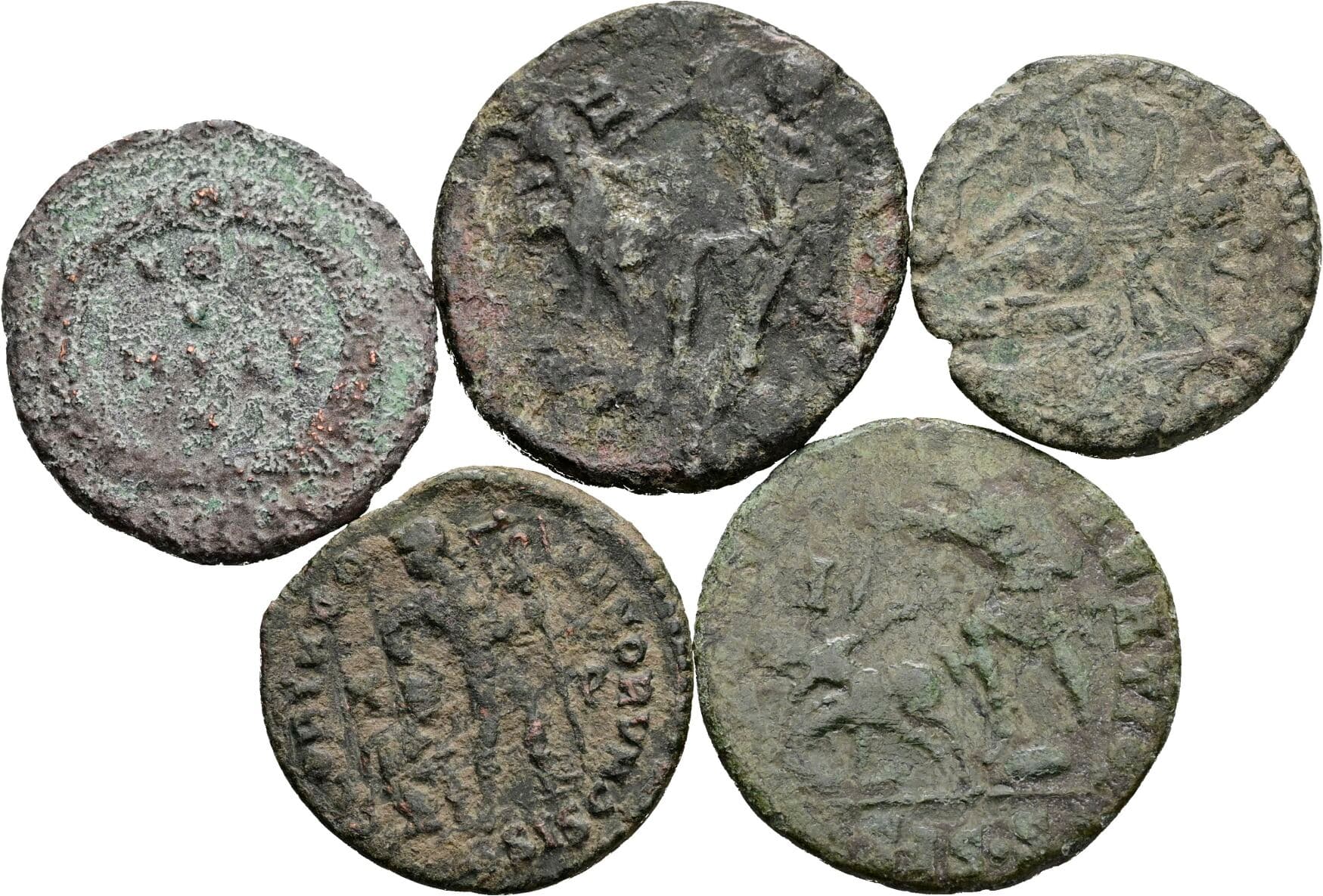 Lot 5 Stück spätrömische Bronzemünzen