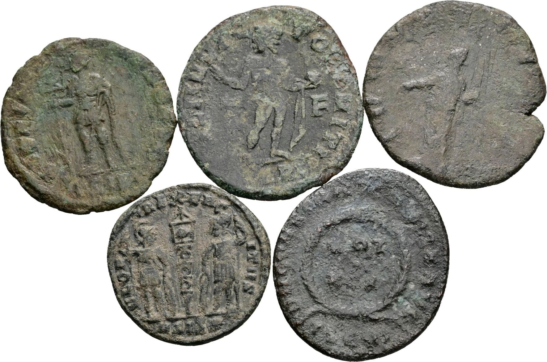 Lot 5 Stück spätrömische Bronzemünzen