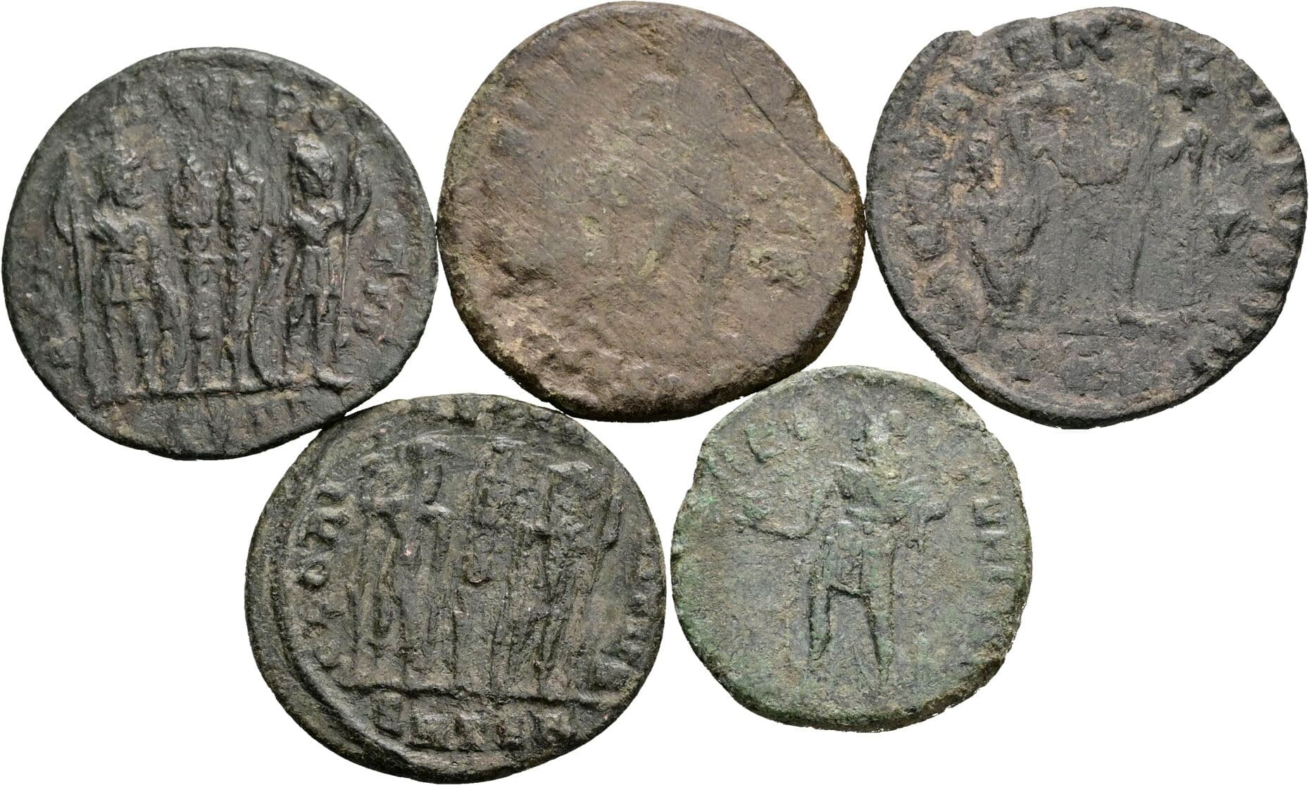 Lot 5 Stück spätrömische Bronzemünzen