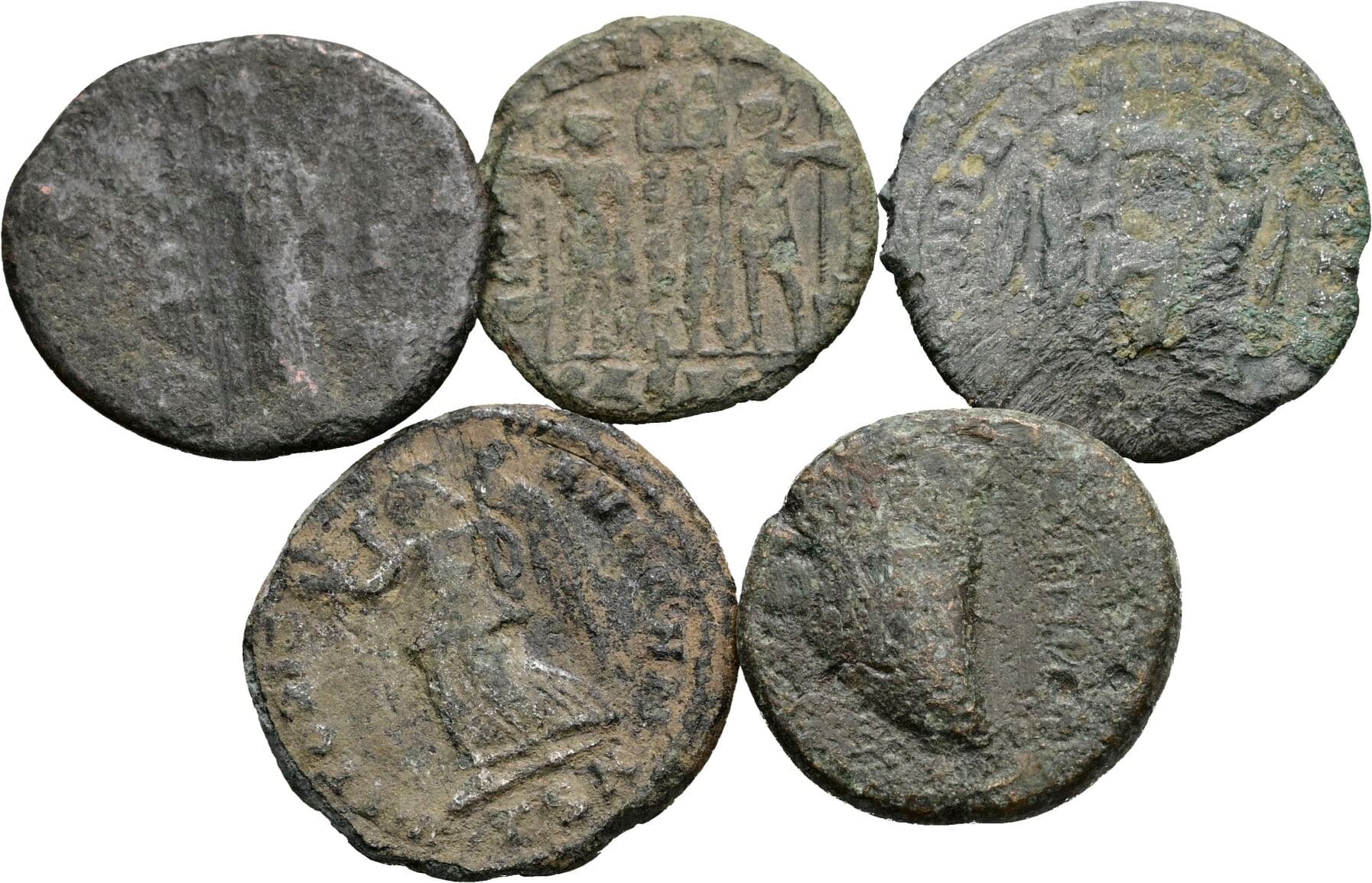 Lot 5 Stück spätrömische Bronzemünzen