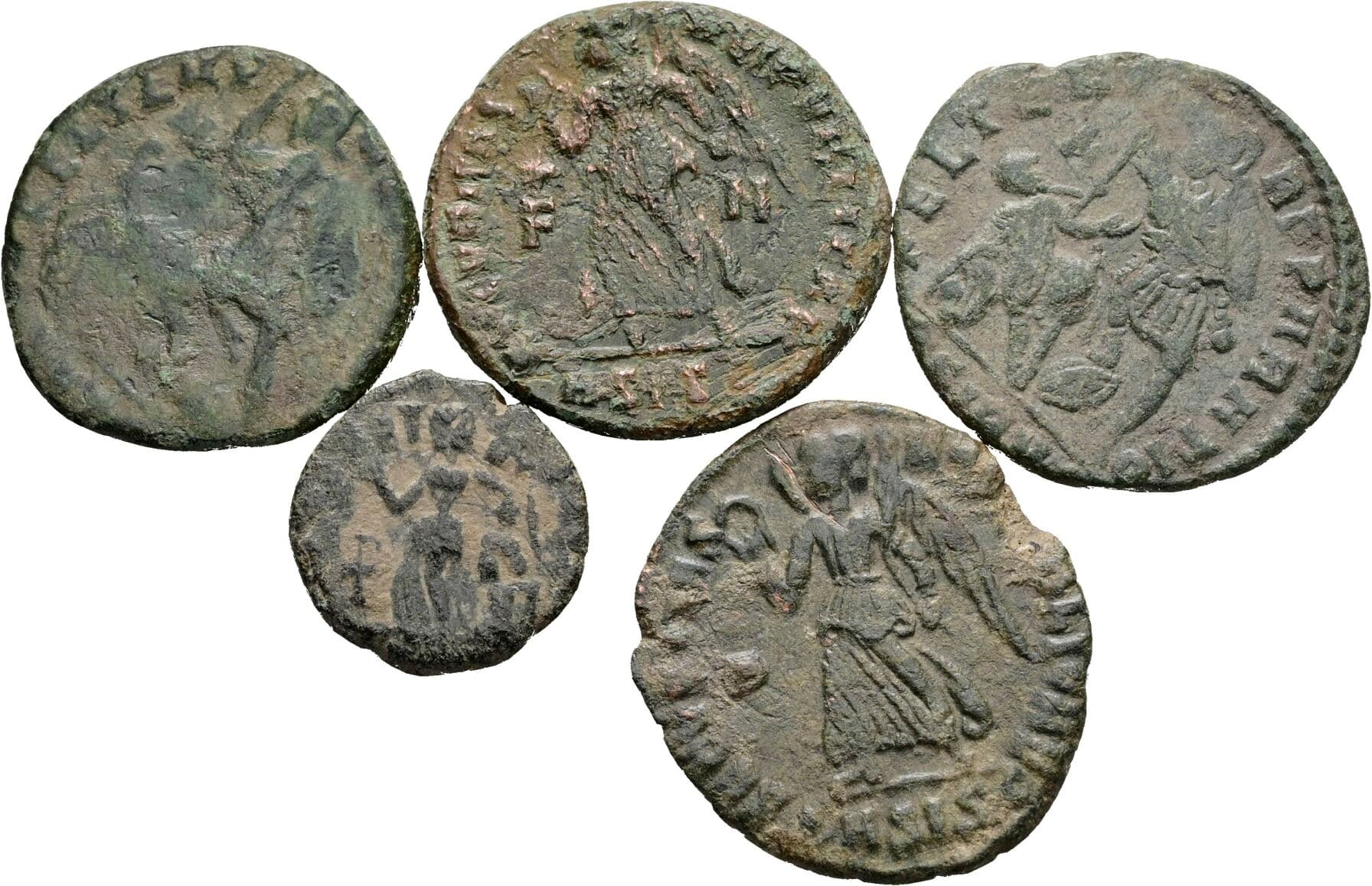 Lot 5 Stück spätrömische Bronzemünzen