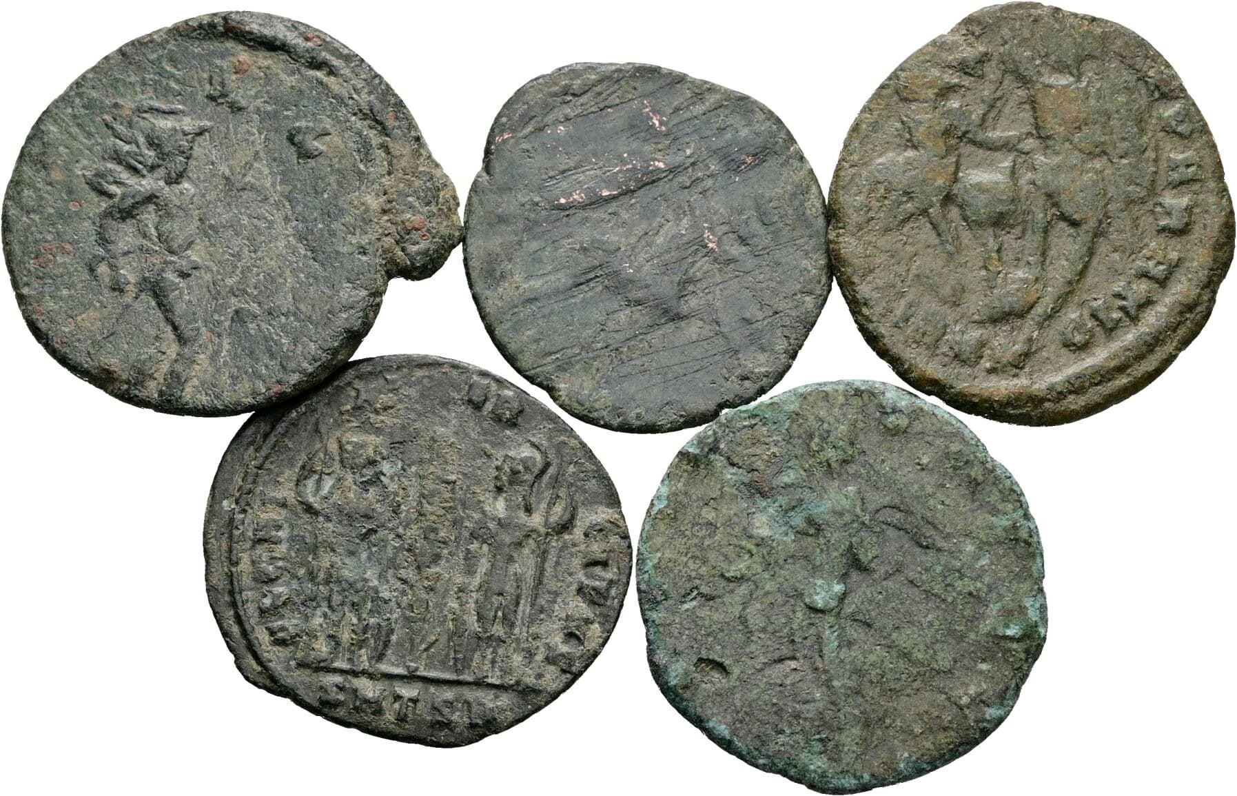 Lot 5 Stück spätrömische Bronzemünzen