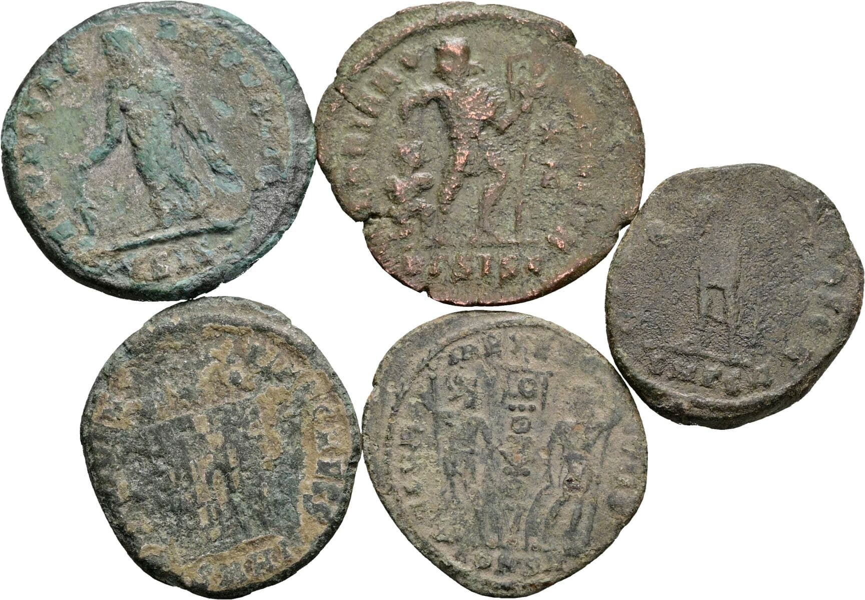 Lot 5 Stück spätrömische Bronzemünzen