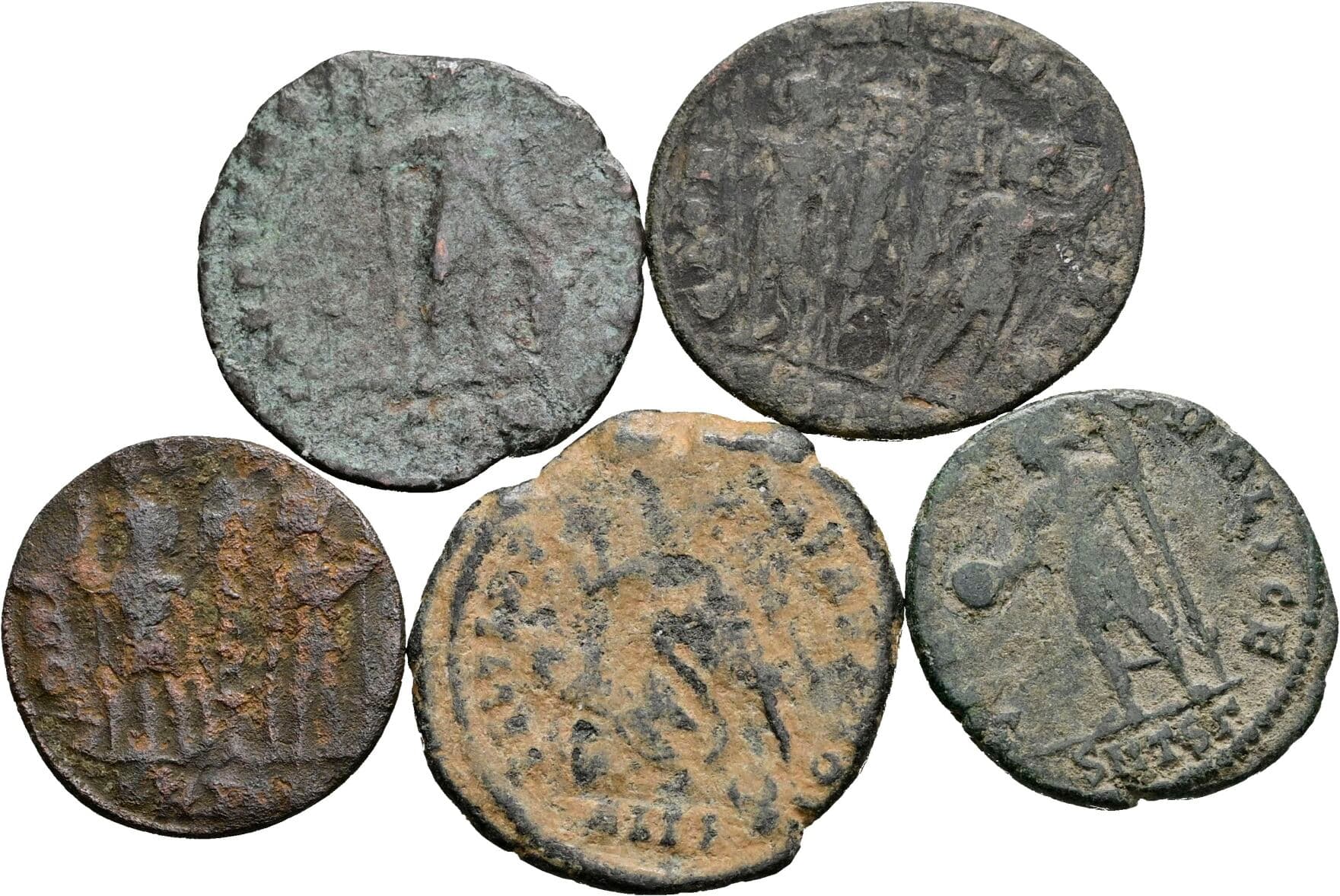 Lot 5 Stück spätrömische Bronzemünzen