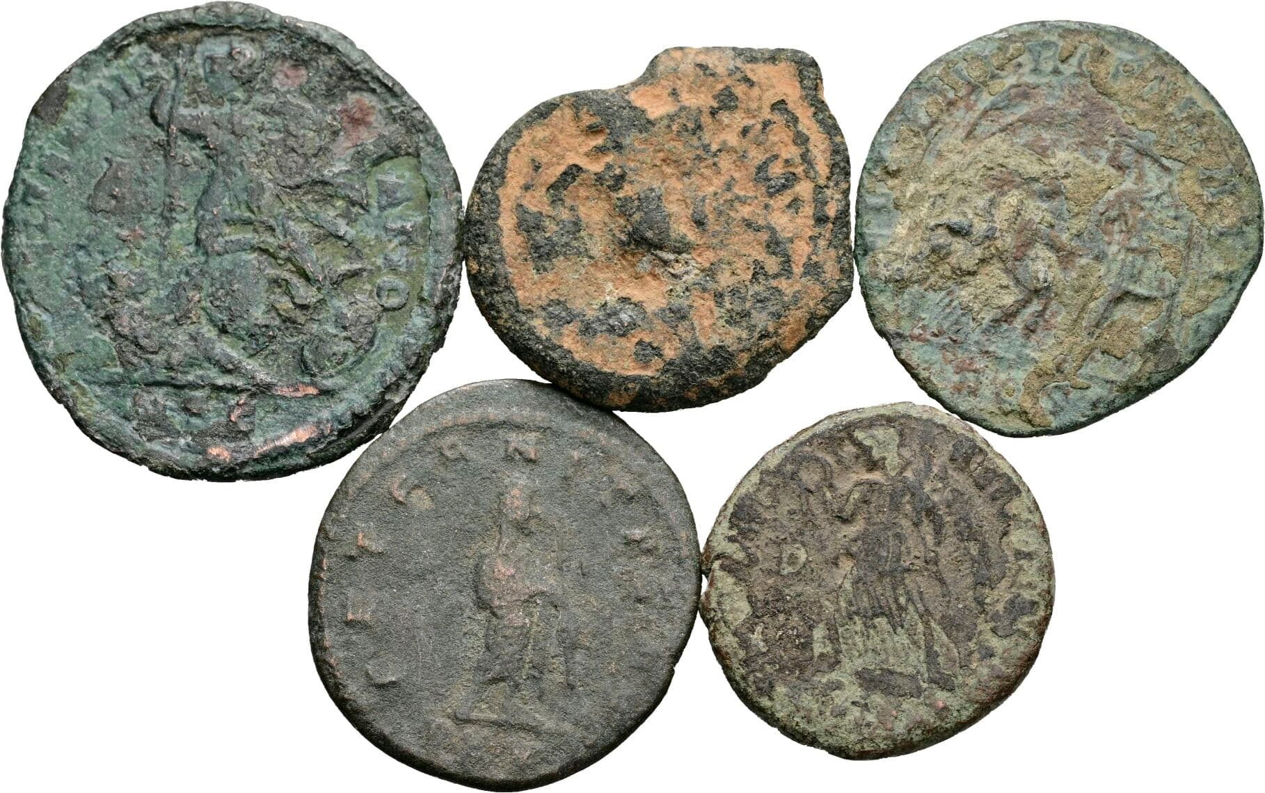 Lot 5 Stück spätrömische Bronzemünzen