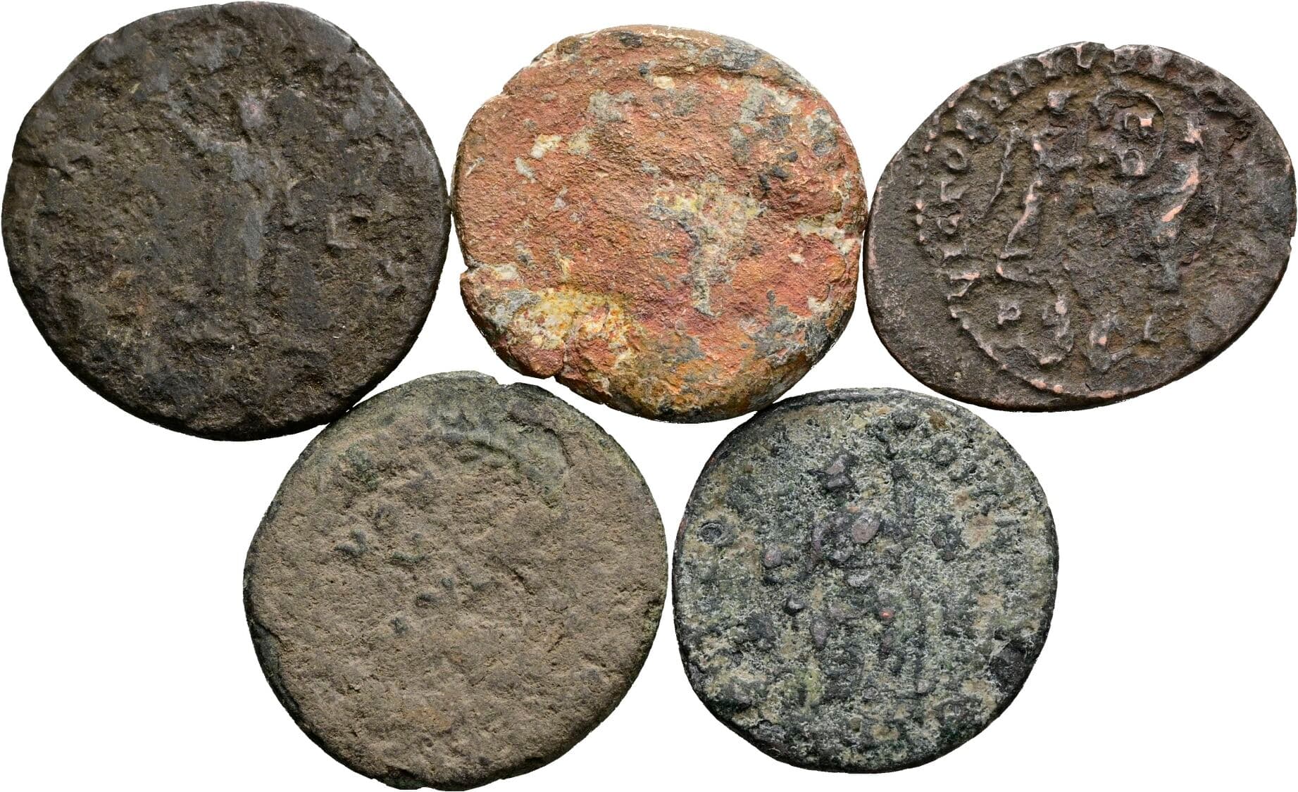 Lot 5 Stück spätrömische Bronzemünzen