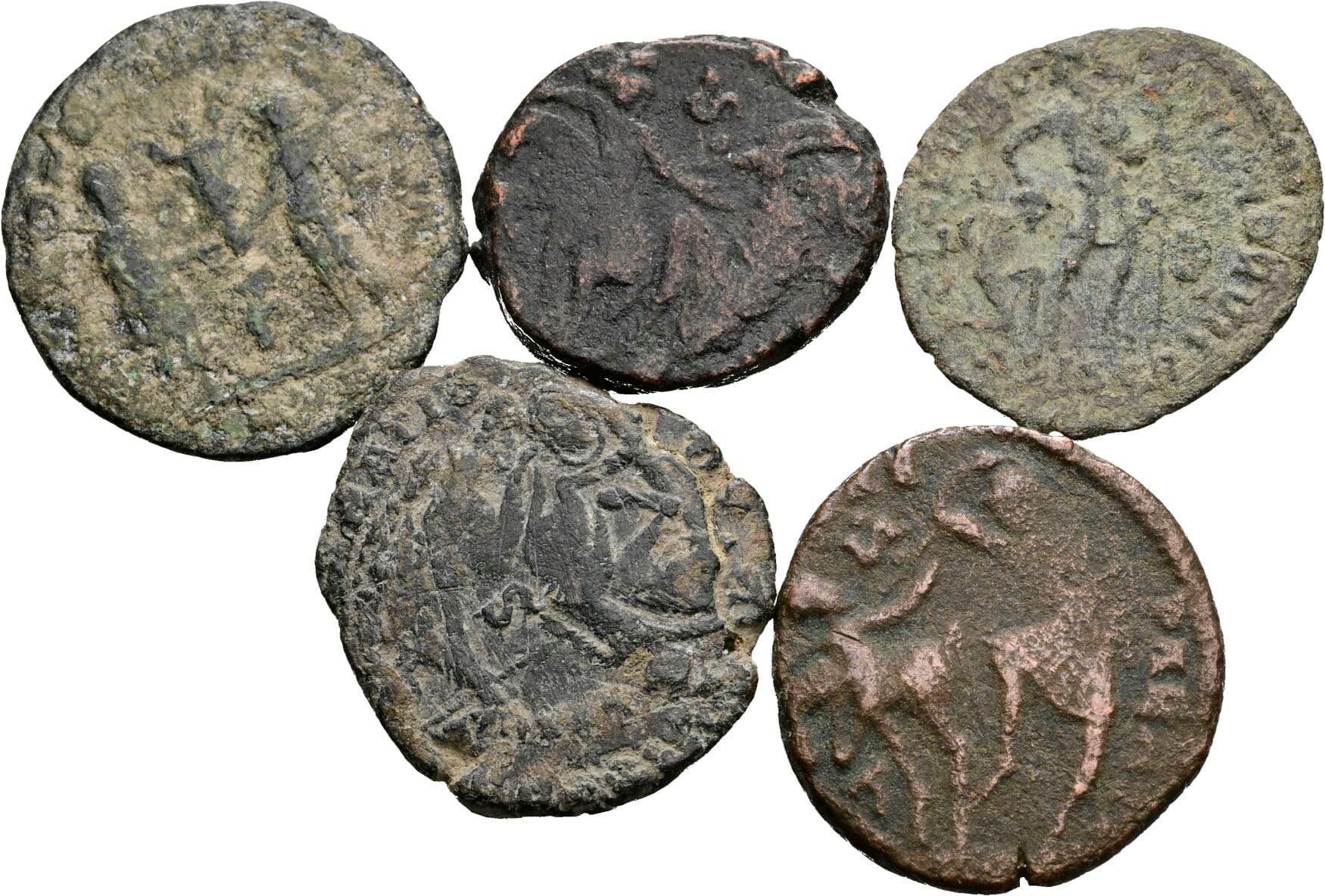 Lot 5 Stück spätrömische Bronzemünzen