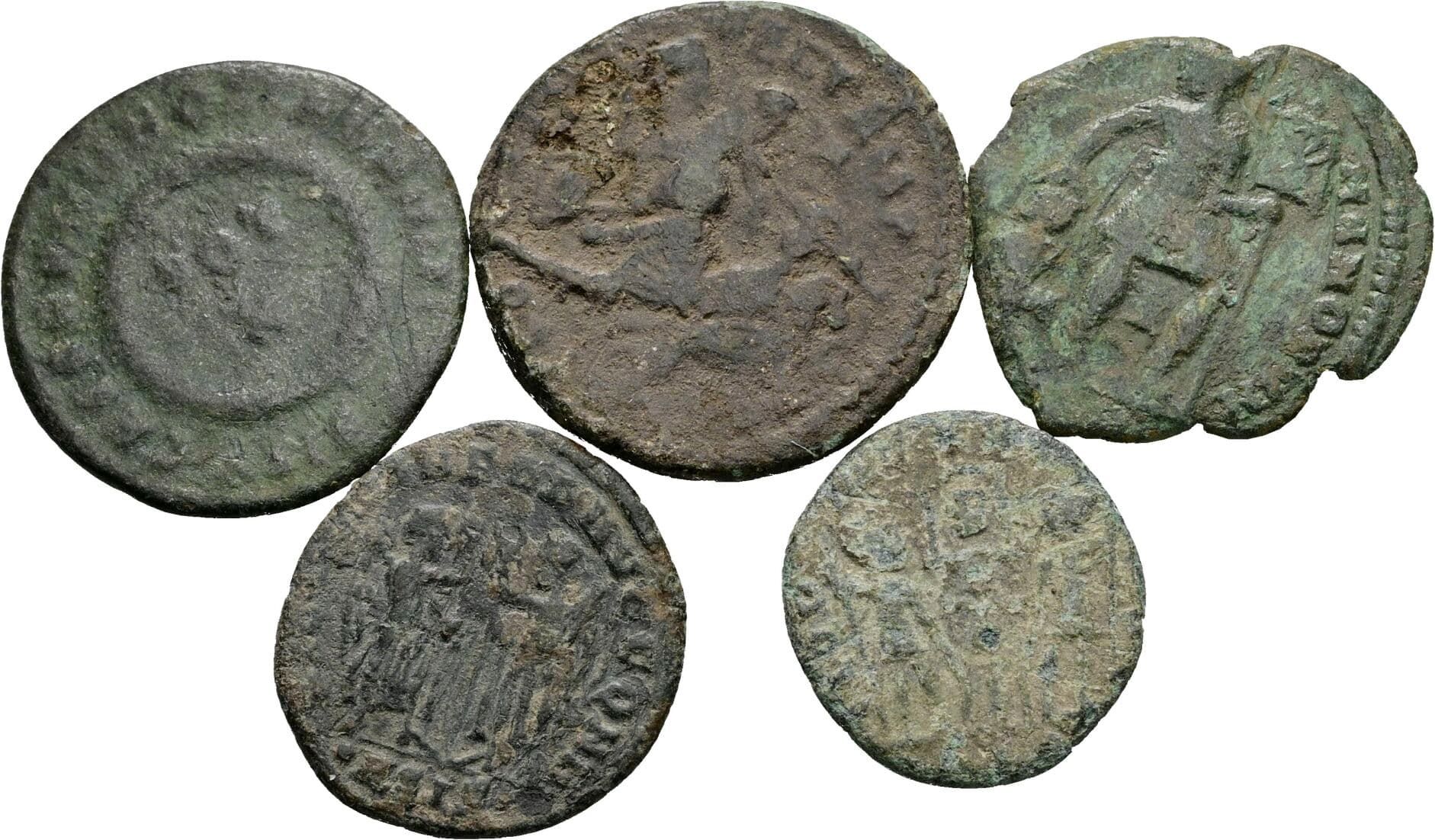 Lot 5 Stück spätrömische Bronzemünzen
