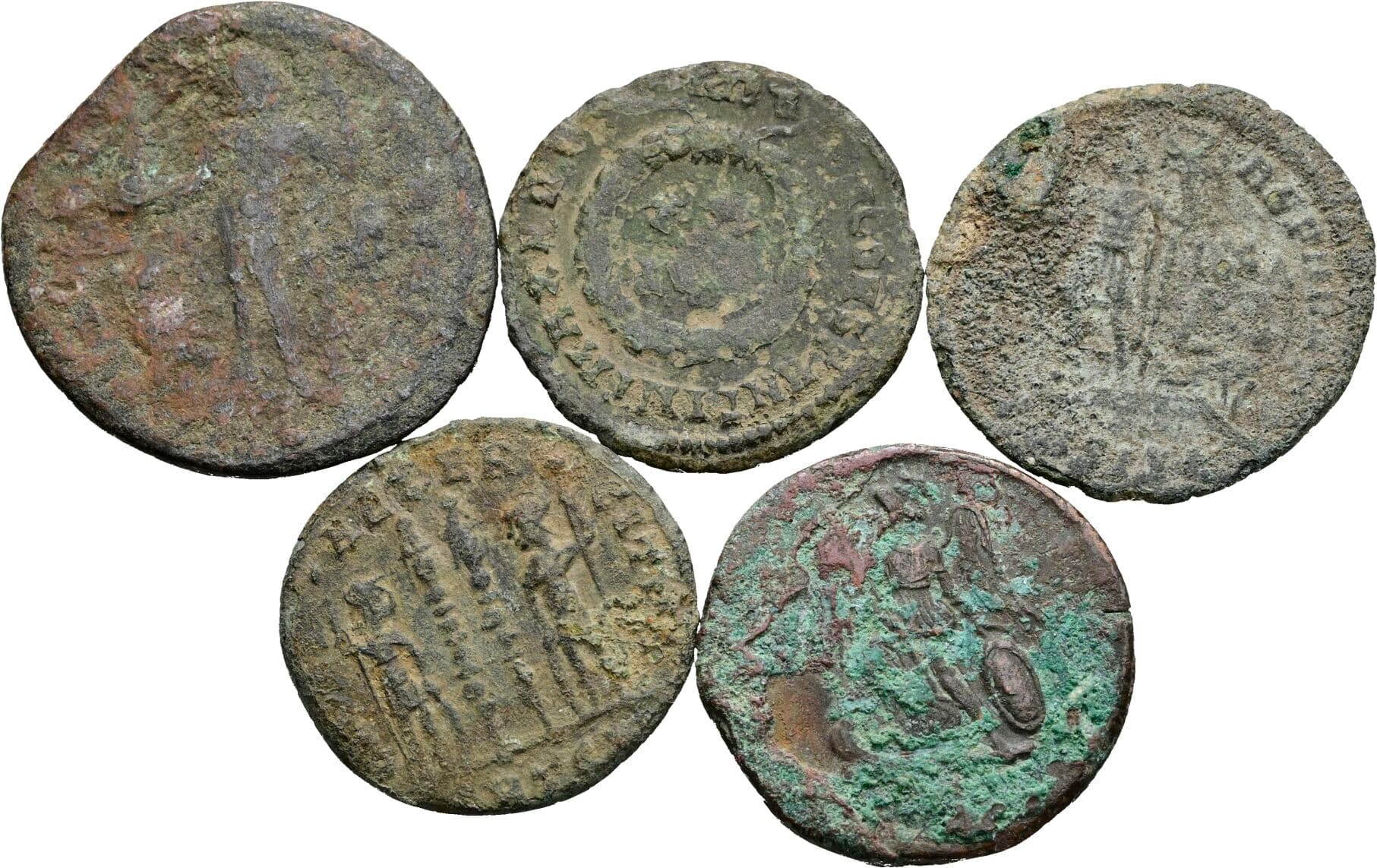 Lot 5 Stück spätrömische Bronzemünzen