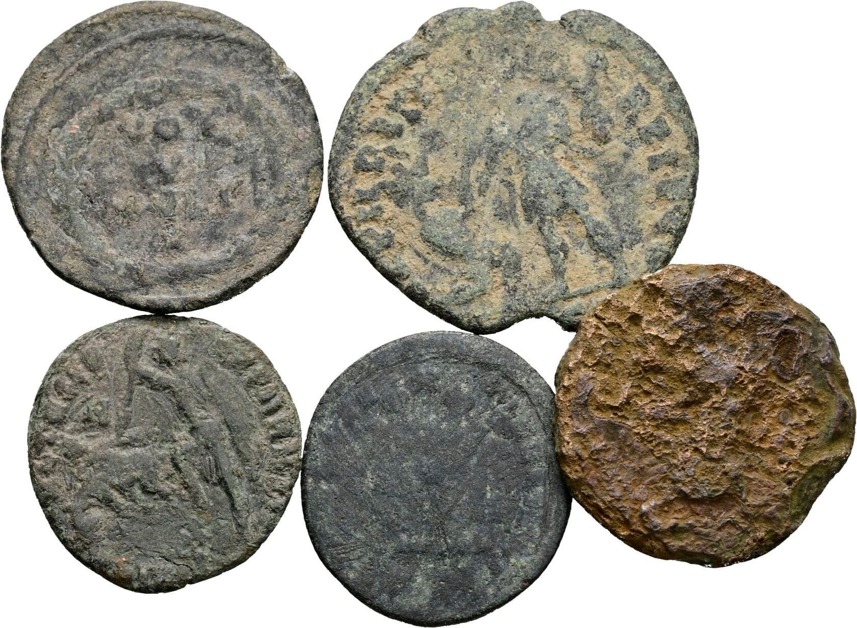 Lot 5 Stück spätrömische Bronzemünzen