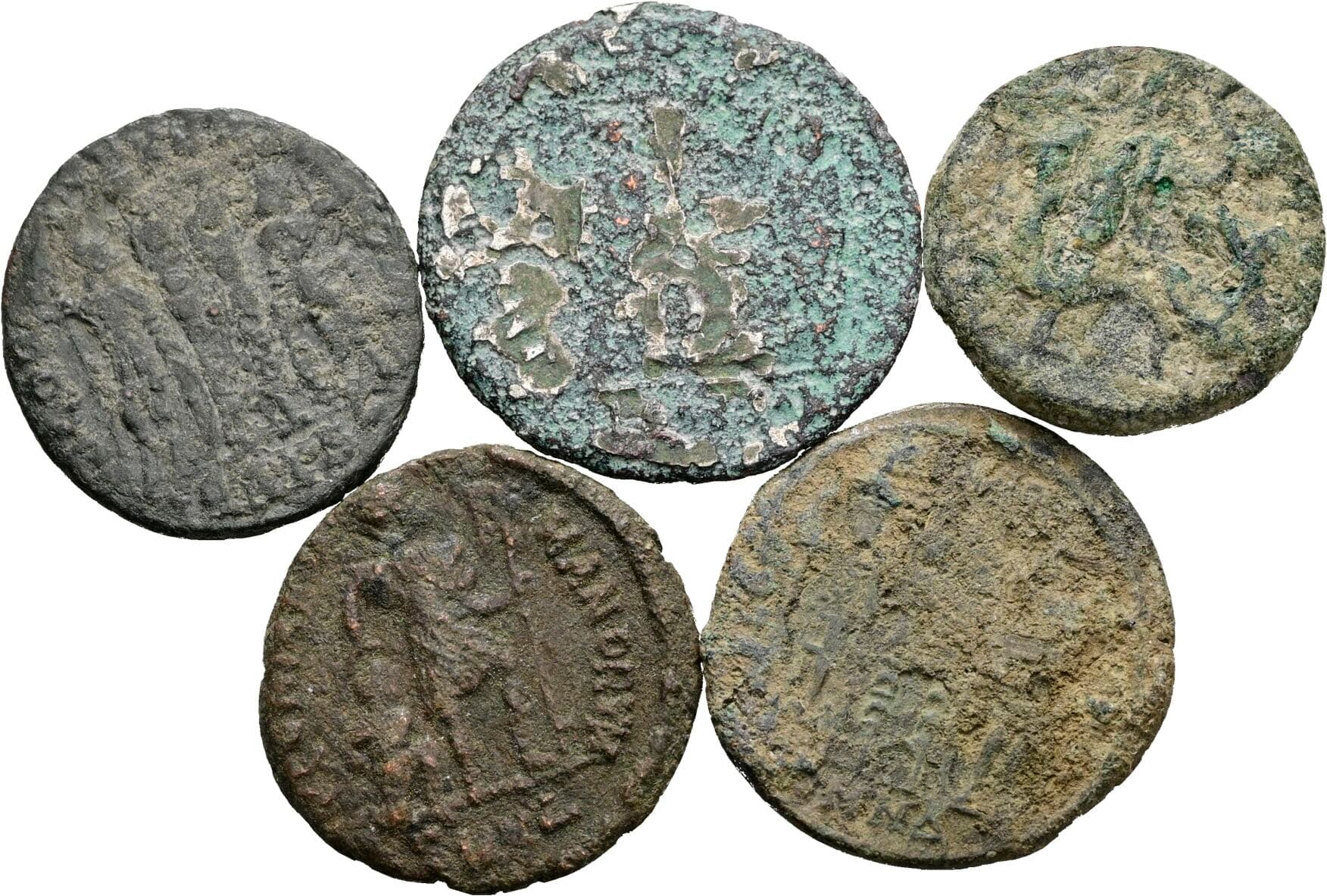 Lot 5 Stück spätrömische Bronzemünzen