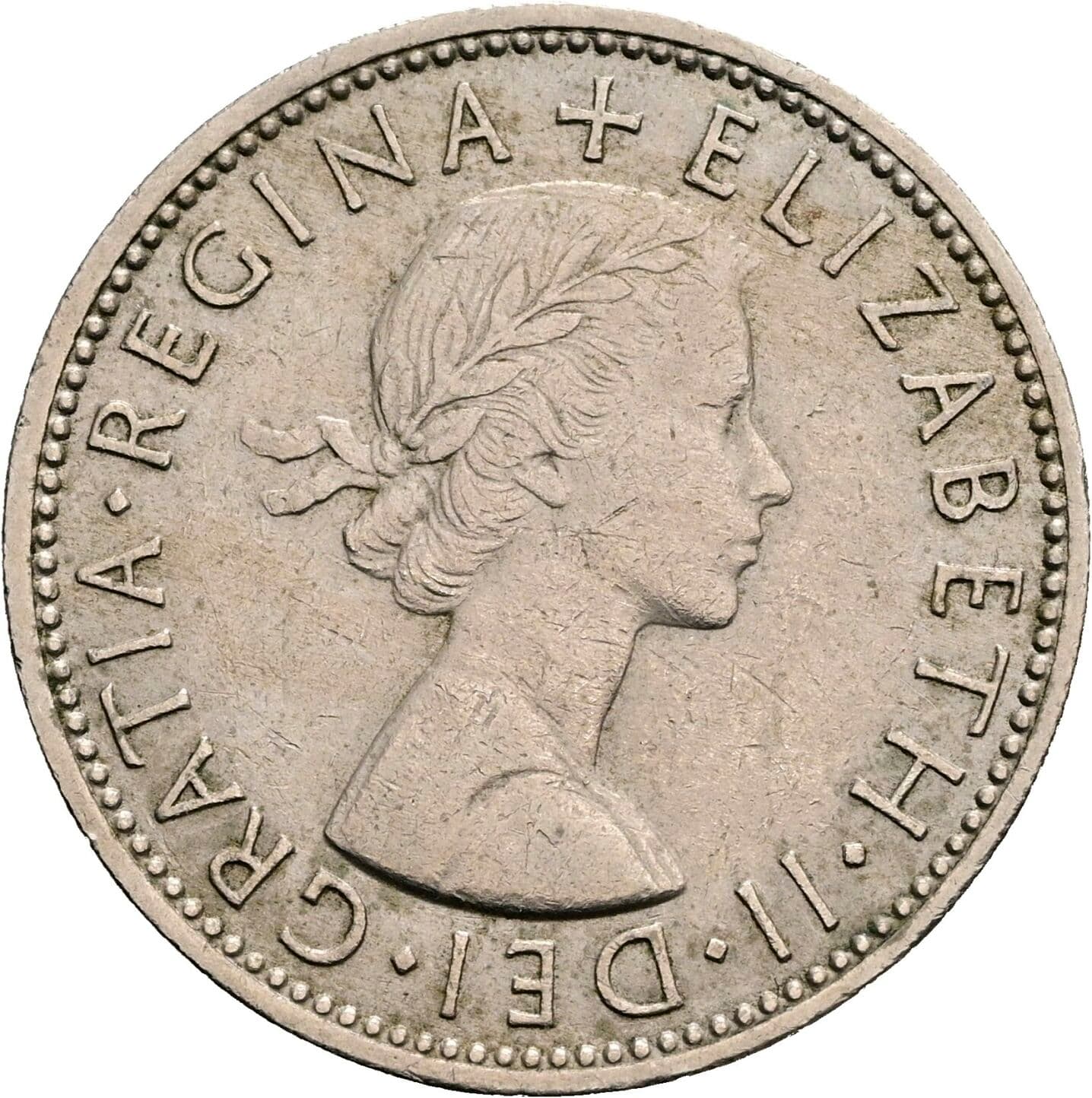 2 Shillings Elisabeth II. 1952-2022 1965 – Vorderseite