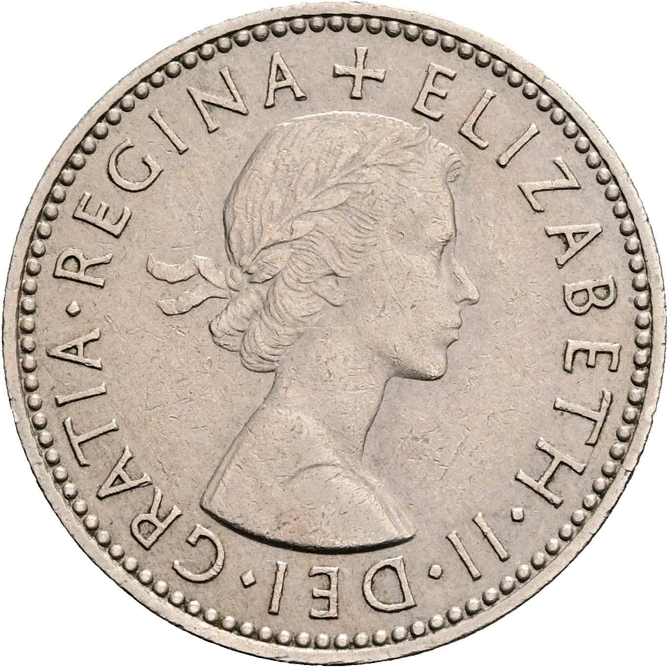 1 Shilling Elisabeth II. 1952-2022 1958 – Vorderseite