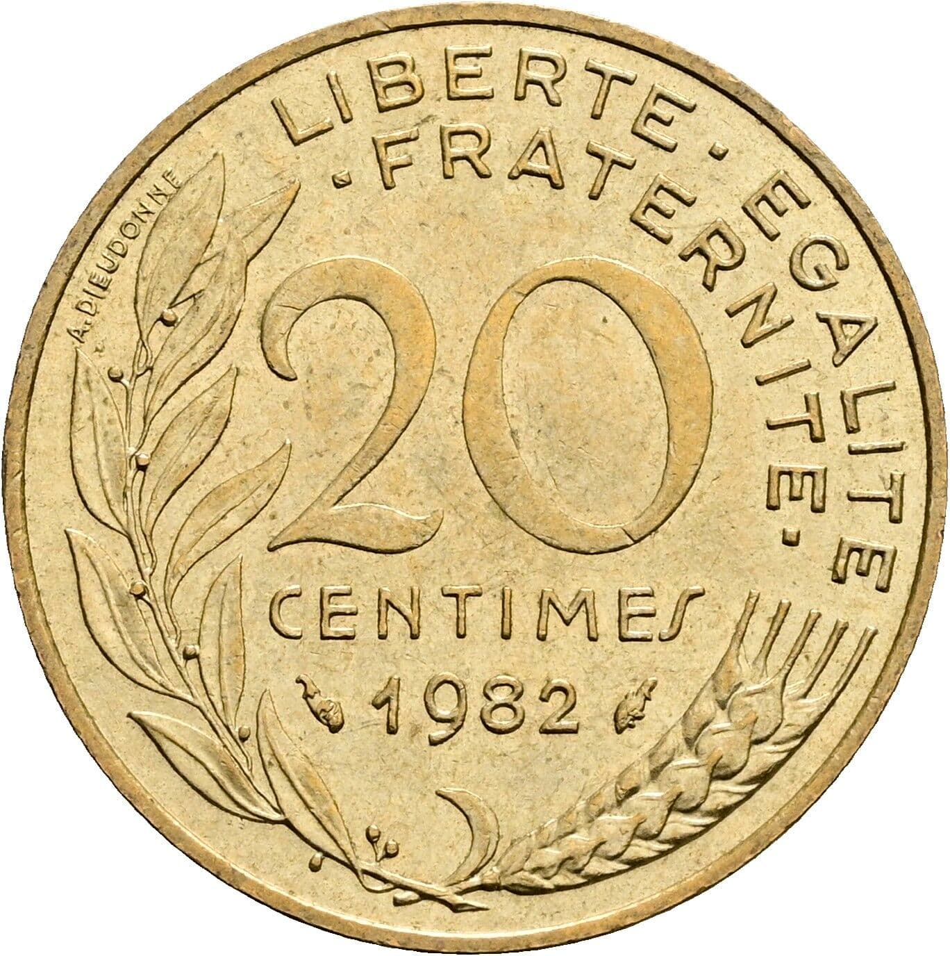 20 Centimes 1982 – Vorderseite