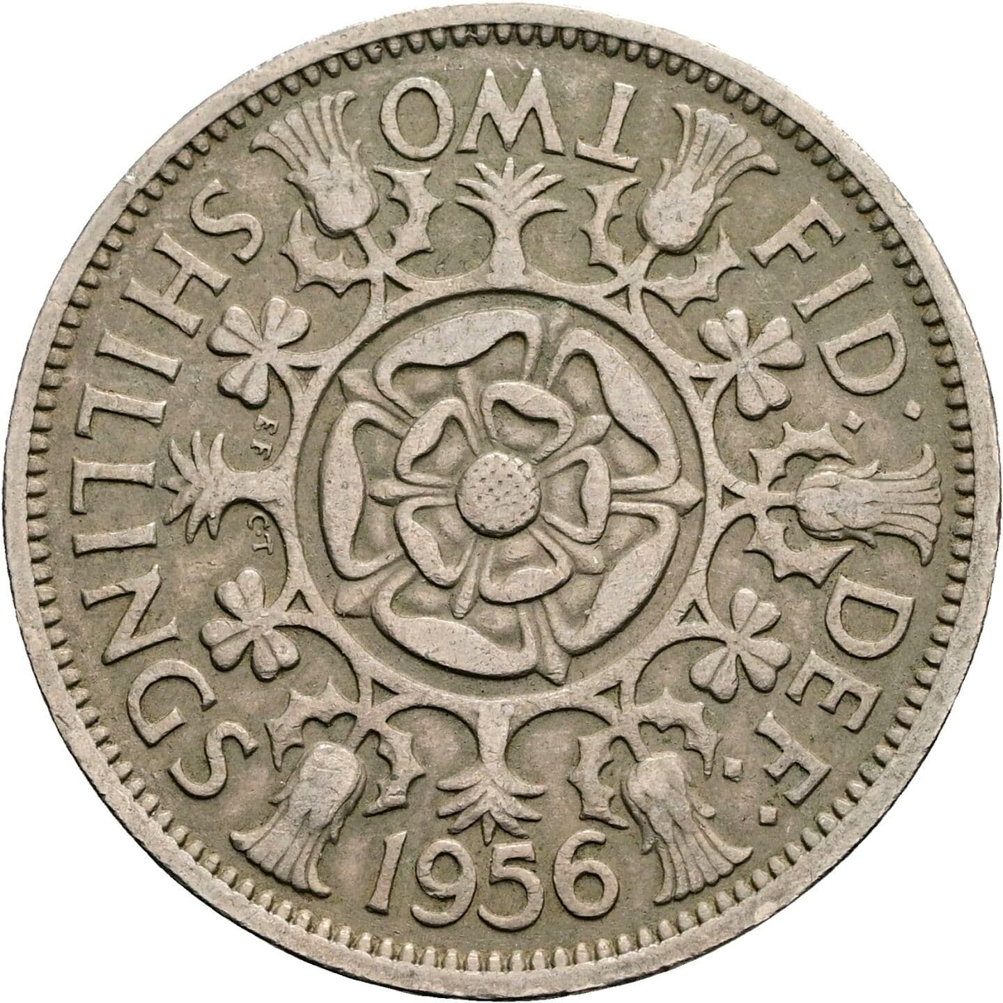 2 Shillings Elisabeth II. 1952-2022 1956 – Rückseite