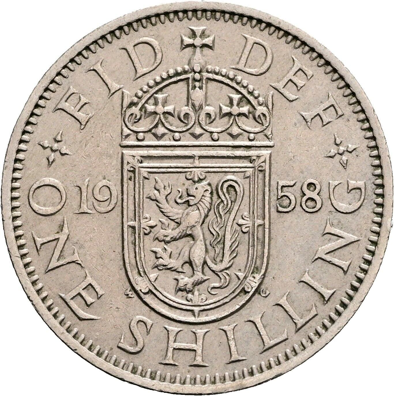 1 Shilling Elisabeth II. 1952-2022 1958 – Rückseite