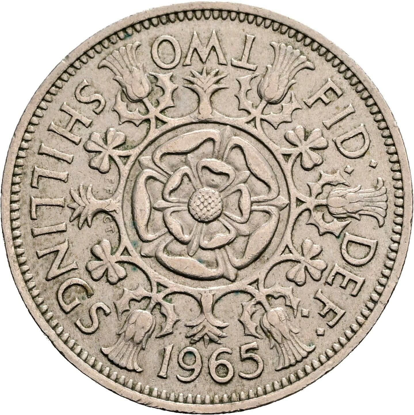 2 Shillings Elisabeth II. 1952-2022 1965 – Rückseite
