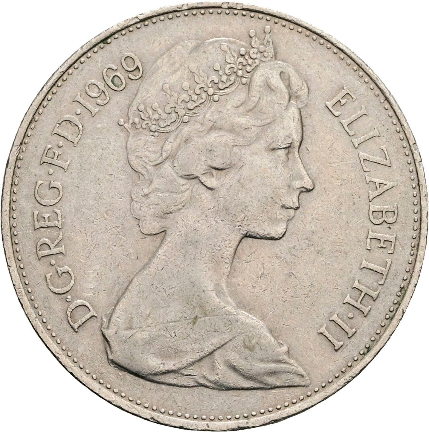 10 New Pence Elisabeth II. 1952-2022 1969 – Vorderseite