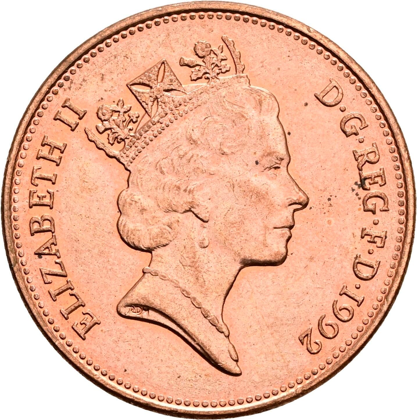 2 Pence Elisabeth II. 1952-2022 1992 – Vorderseite
