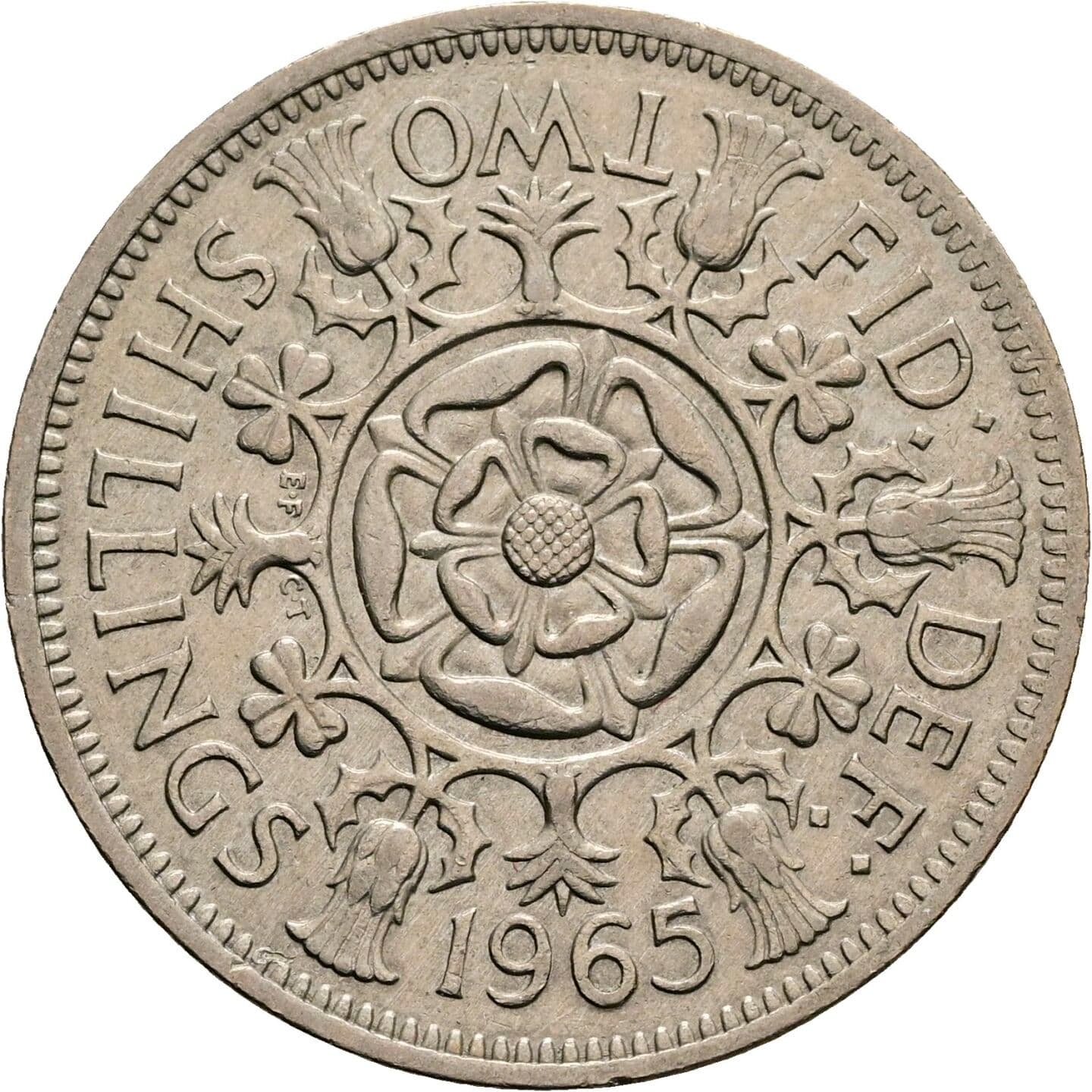 2 Shillings Elisabeth II. 1952-2022 1965 – Rückseite