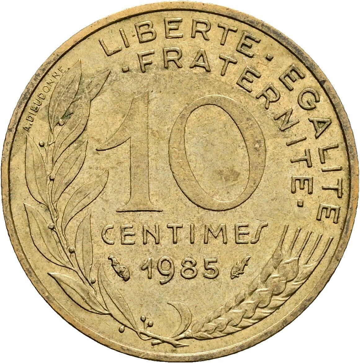 10 Centimes 1985 – Vorderseite