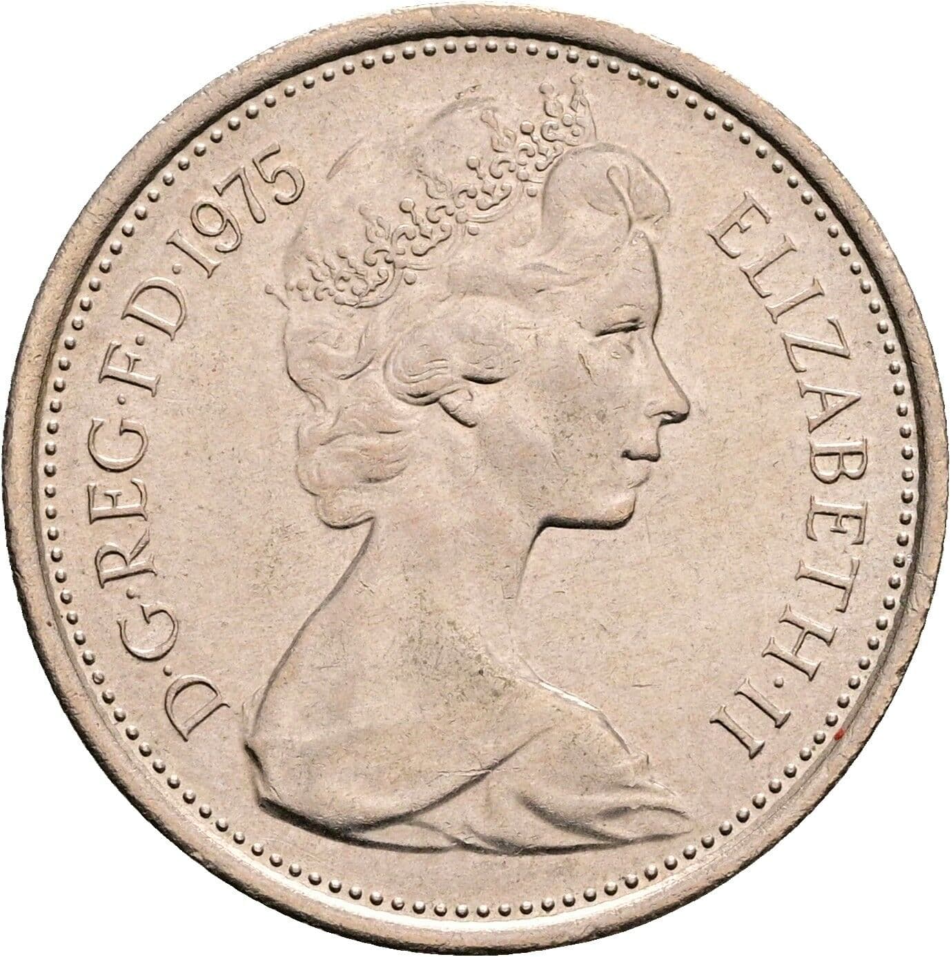 5 New Pence Elisabeth II. 1952-2022 1975 – Vorderseite