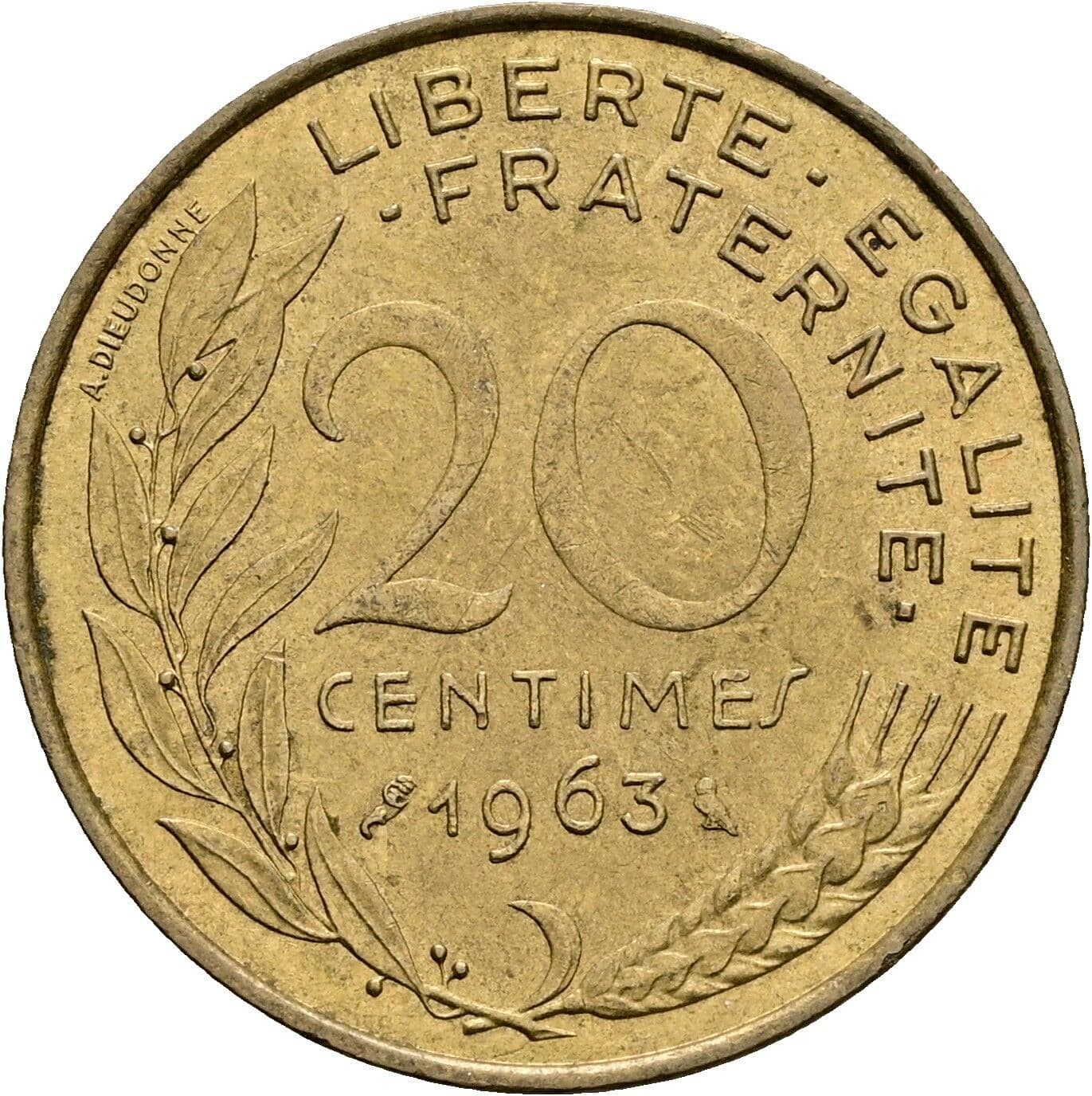 20 Centimes 1963 – Vorderseite