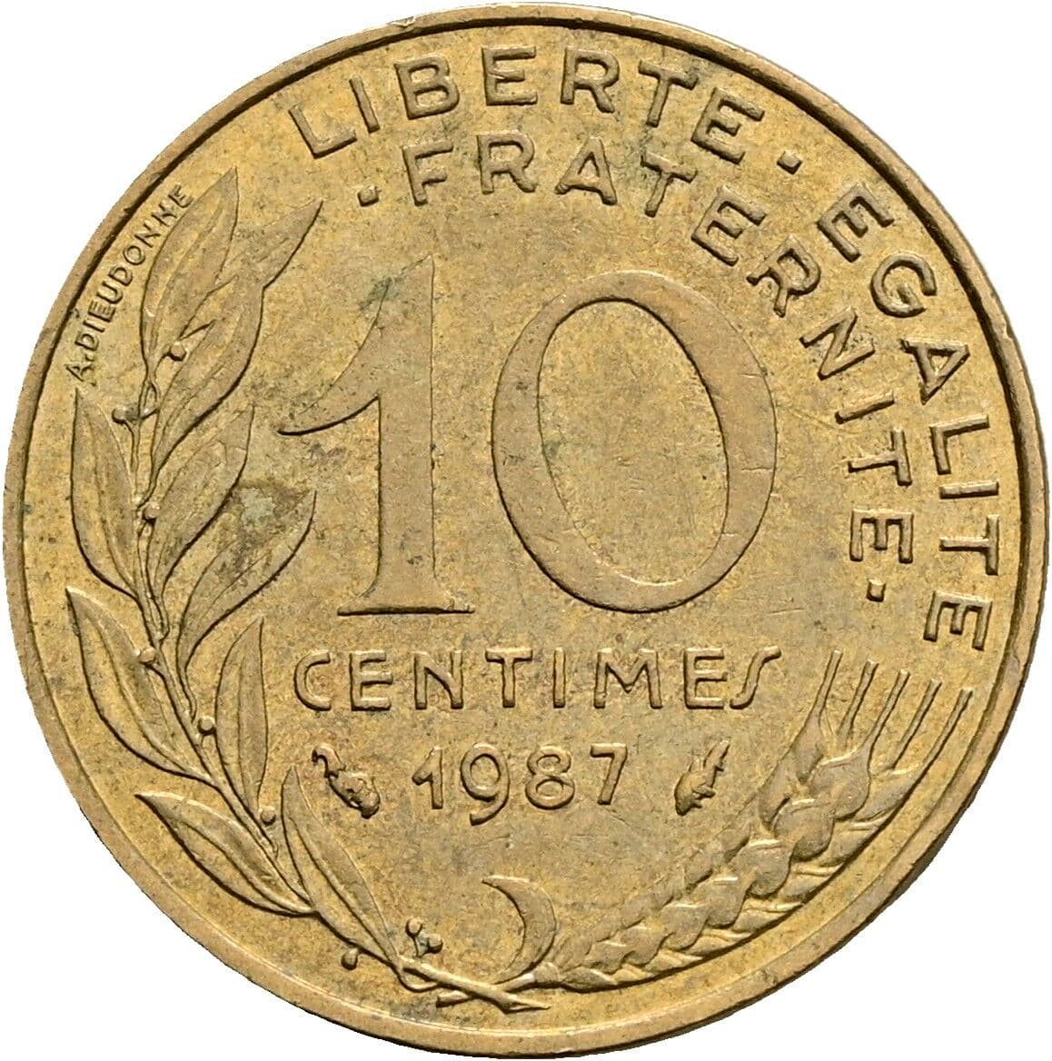 10 Centimes 1987 – Vorderseite