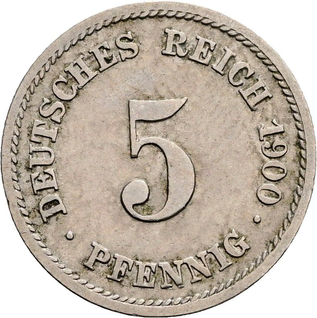 5 Pfennig 1900 F – Vorderseite