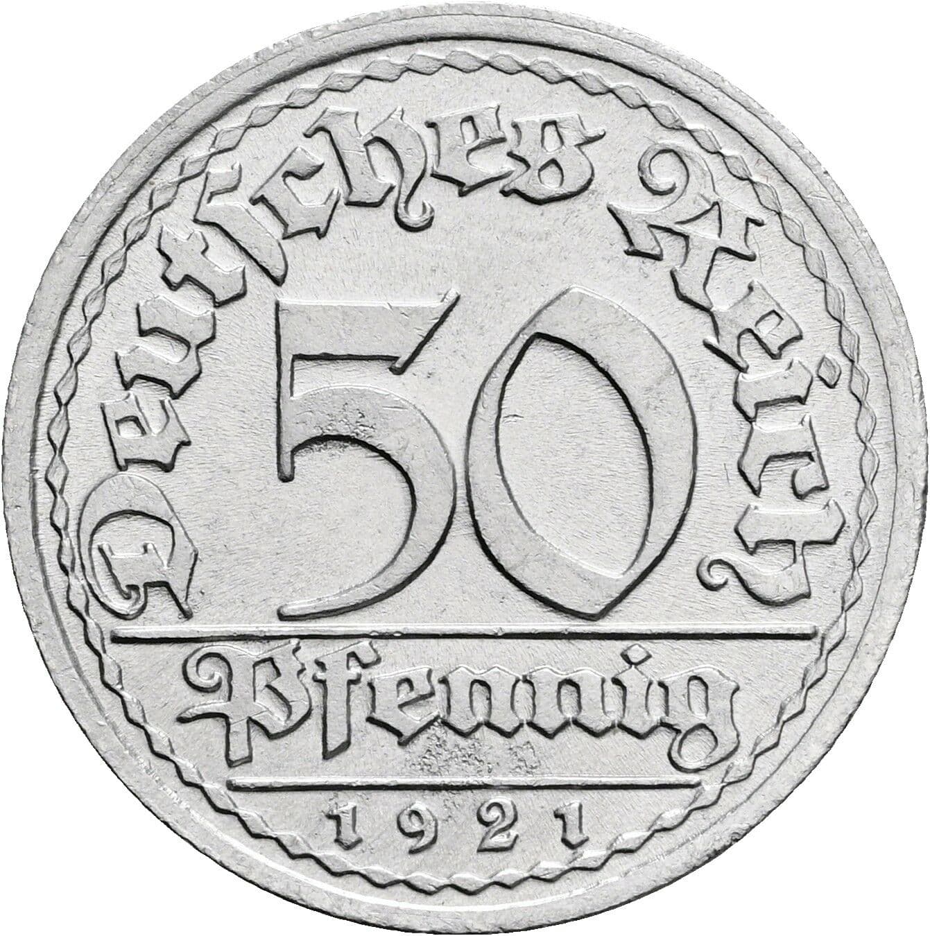 50 Pfennig 1921 J – Vorderseite