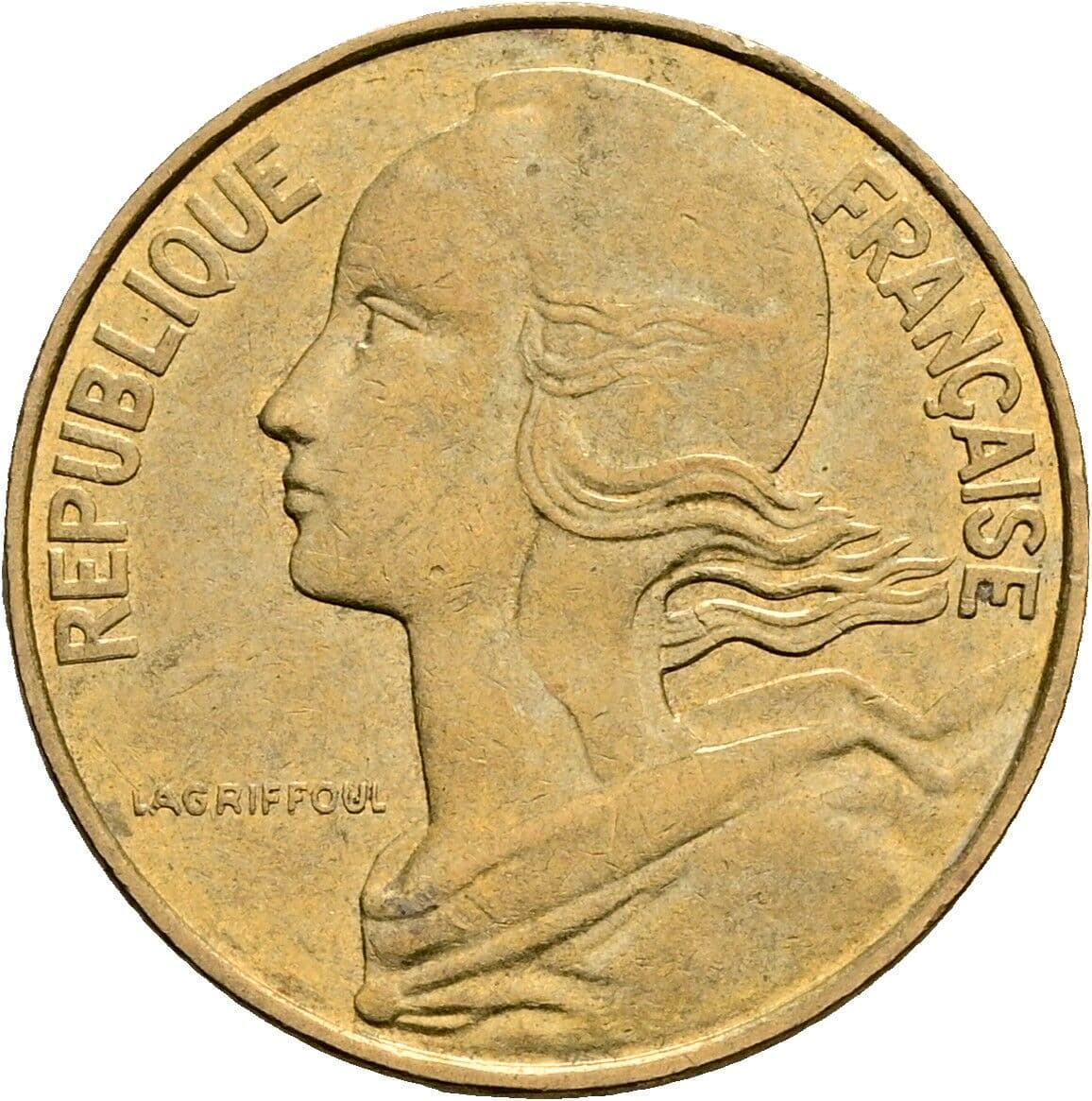 10 Centimes 1987 – Rückseite