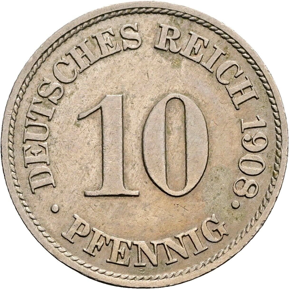 10 Pfennig 1908 J – Vorderseite