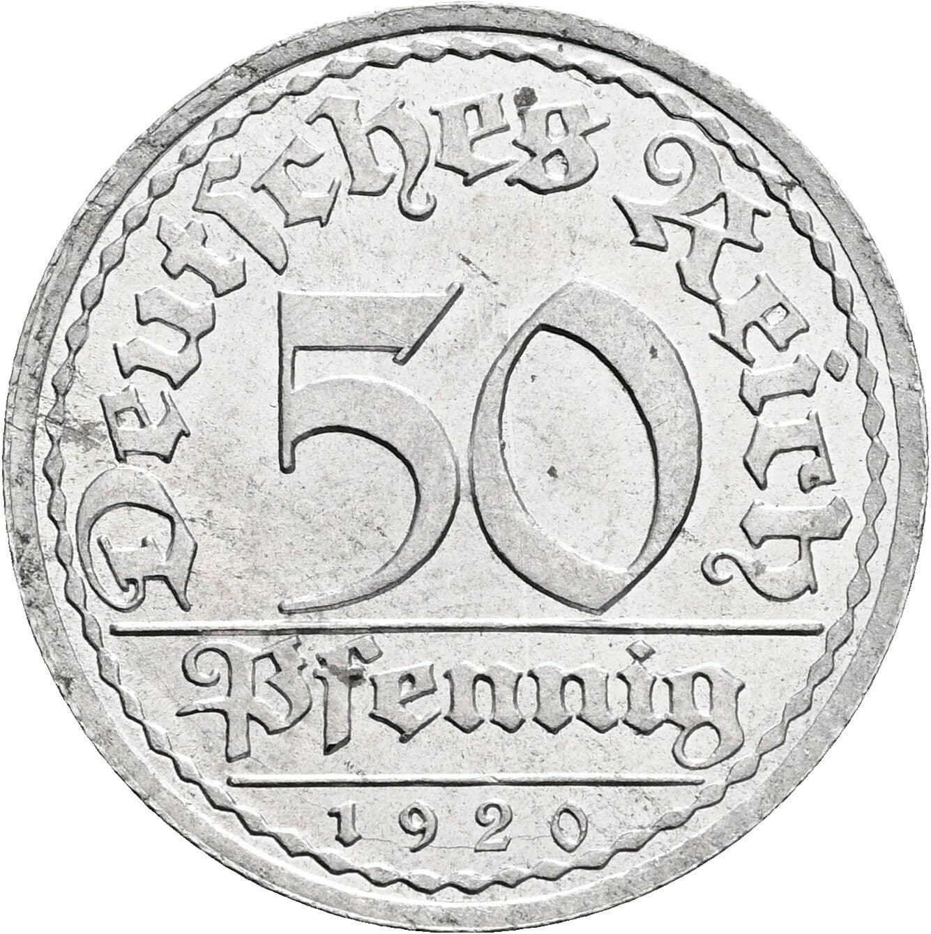 50 Pfennig 1920 A – Vorderseite
