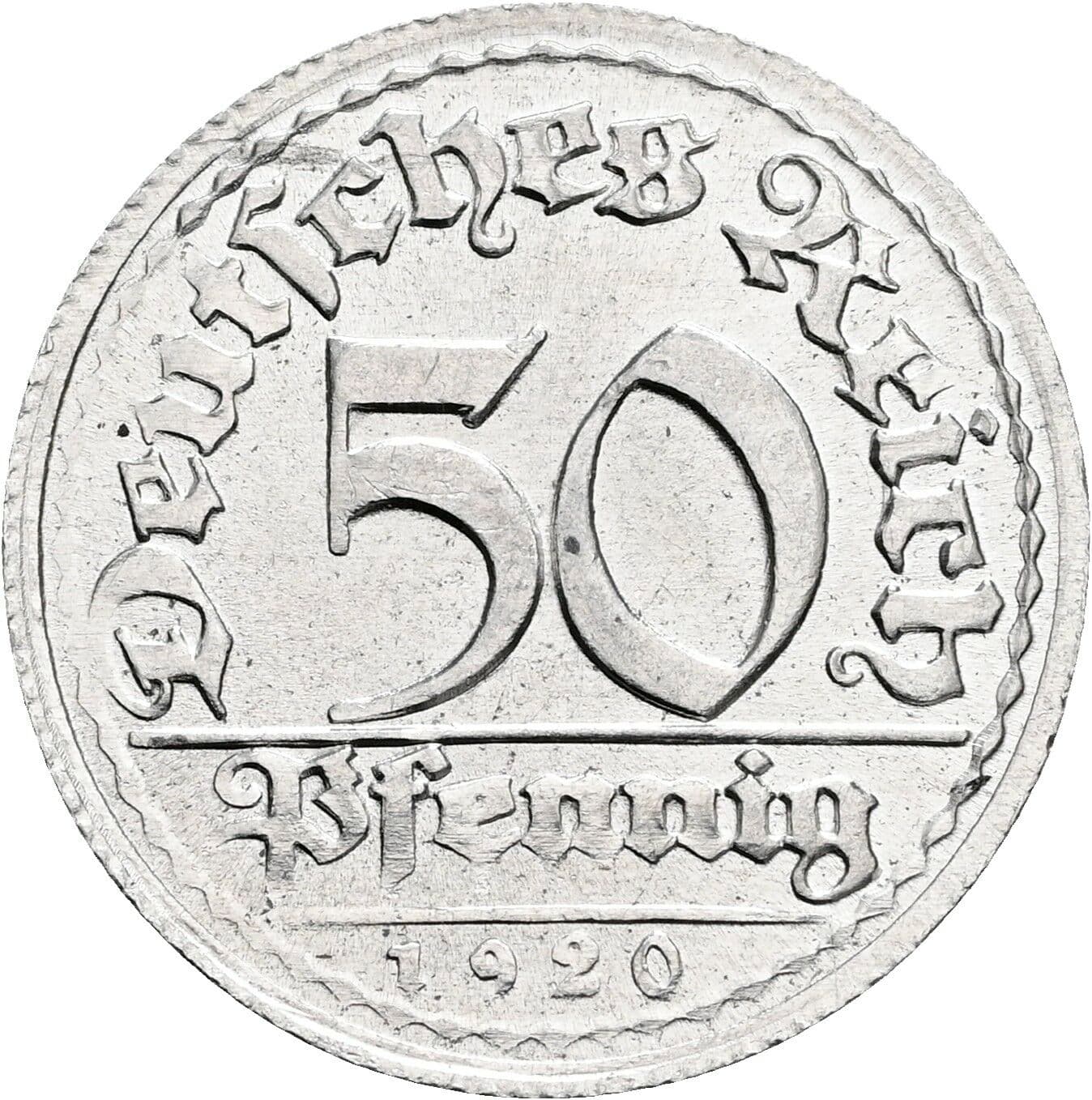50 Pfennig 1920 D – Vorderseite