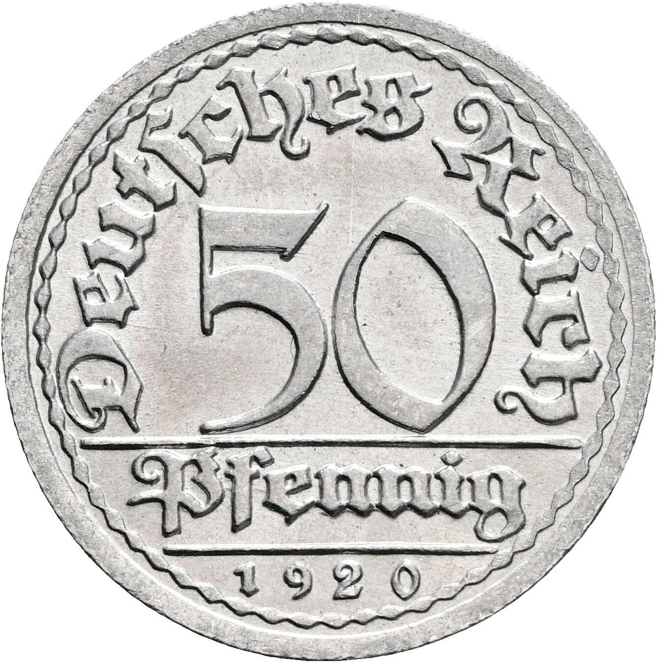 50 Pfennig 1920 F – Vorderseite