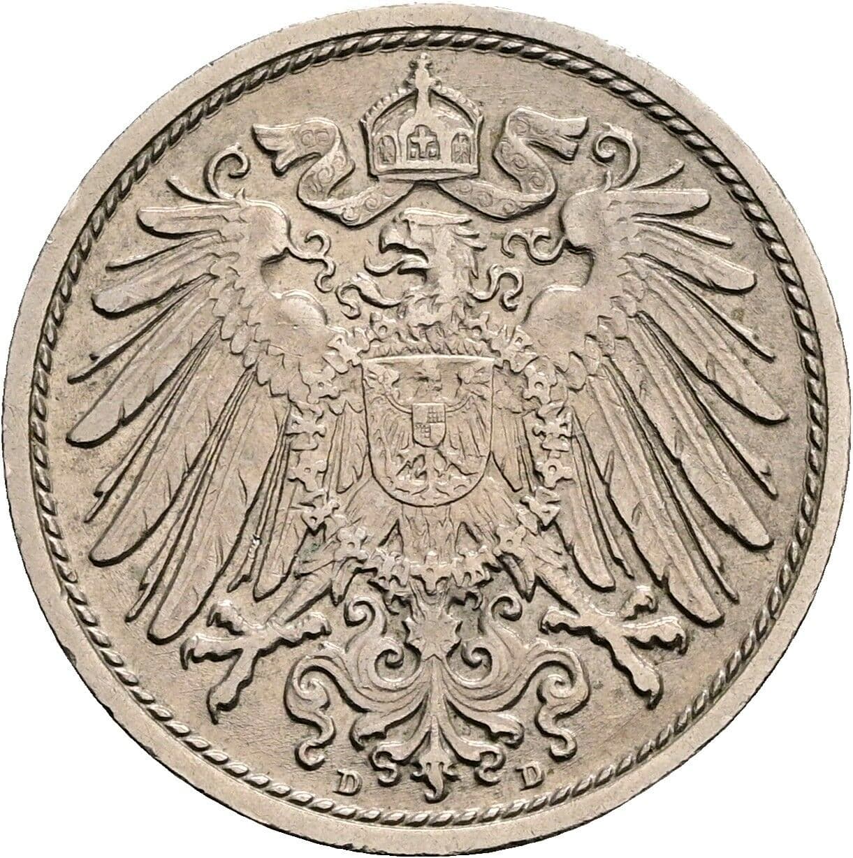 10 Pfennig 1908 D – Rückseite