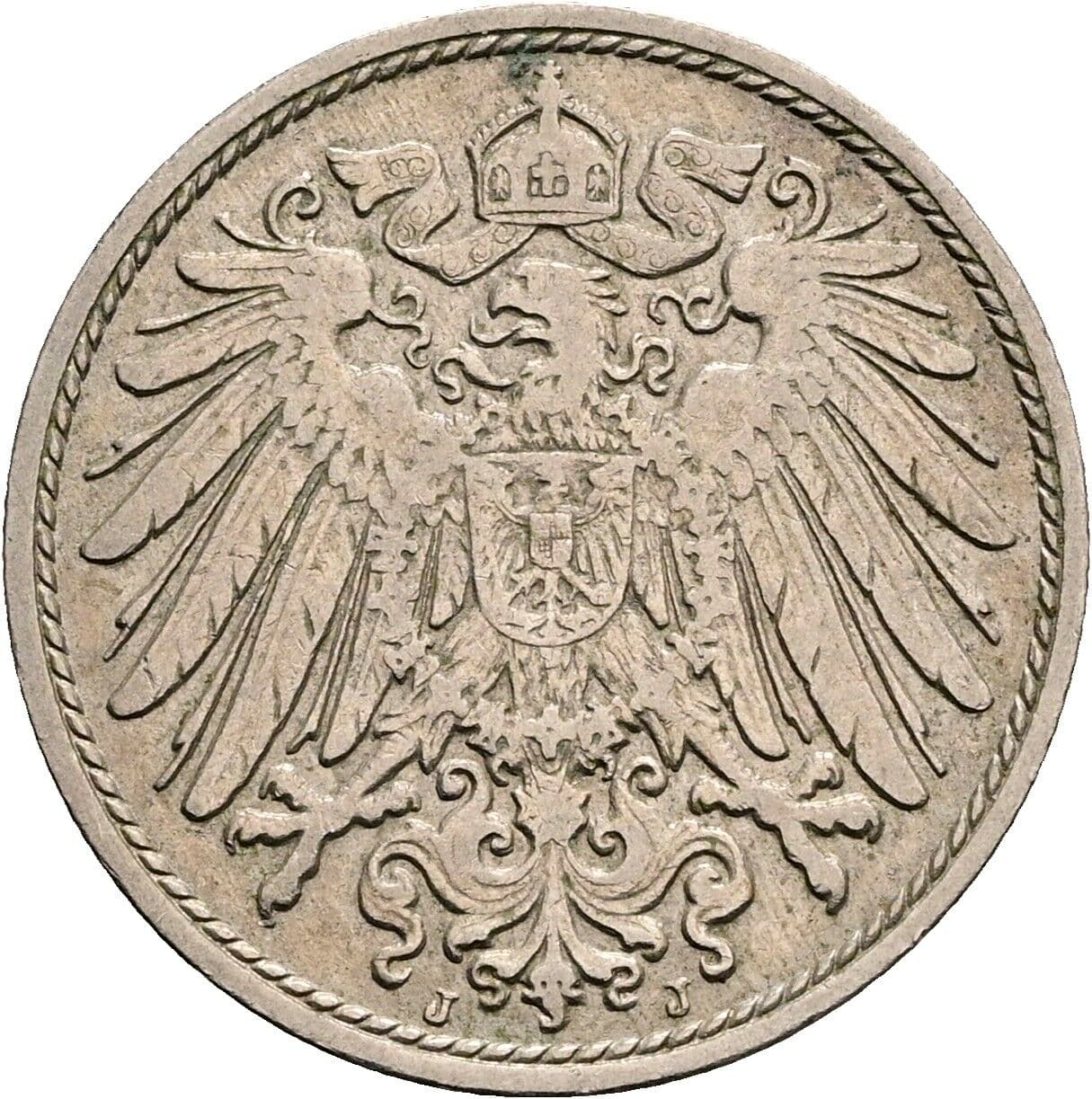 10 Pfennig 1908 J – Rückseite