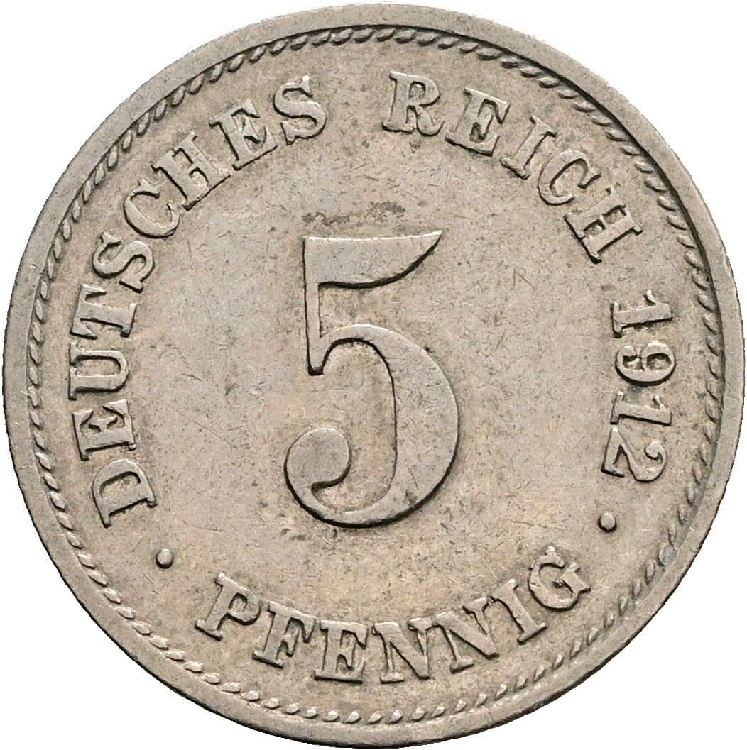 5 Pfennig 1912 G – Vorderseite