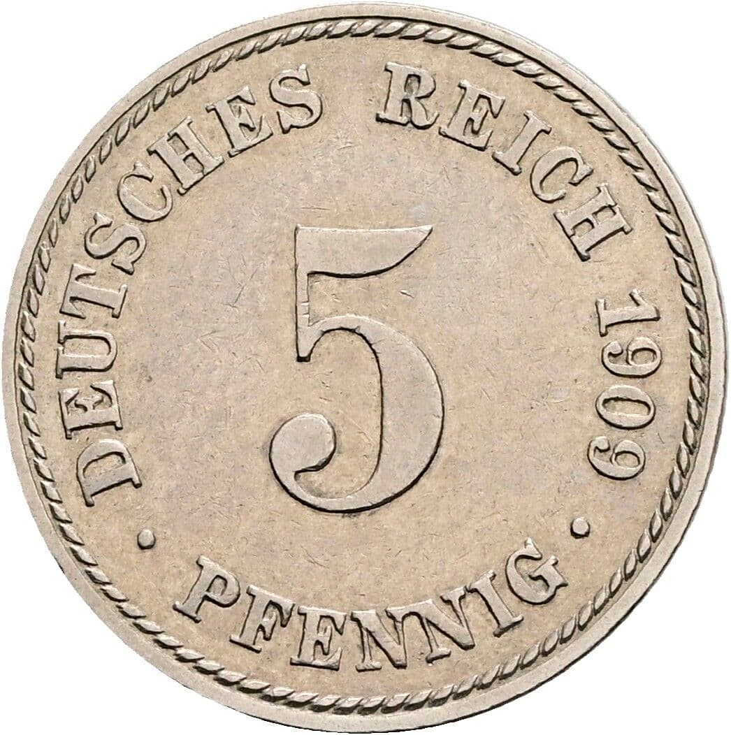 5 Pfennig 1909 A – Vorderseite