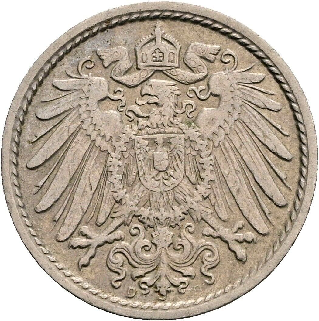 5 Pfennig 1913 D – Rückseite