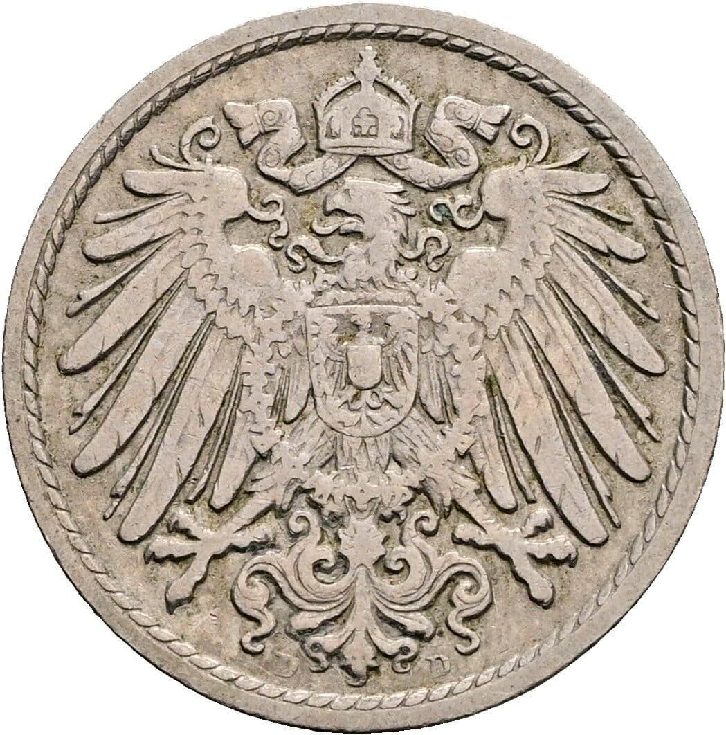 5 Pfennig 1906 D – Rückseite