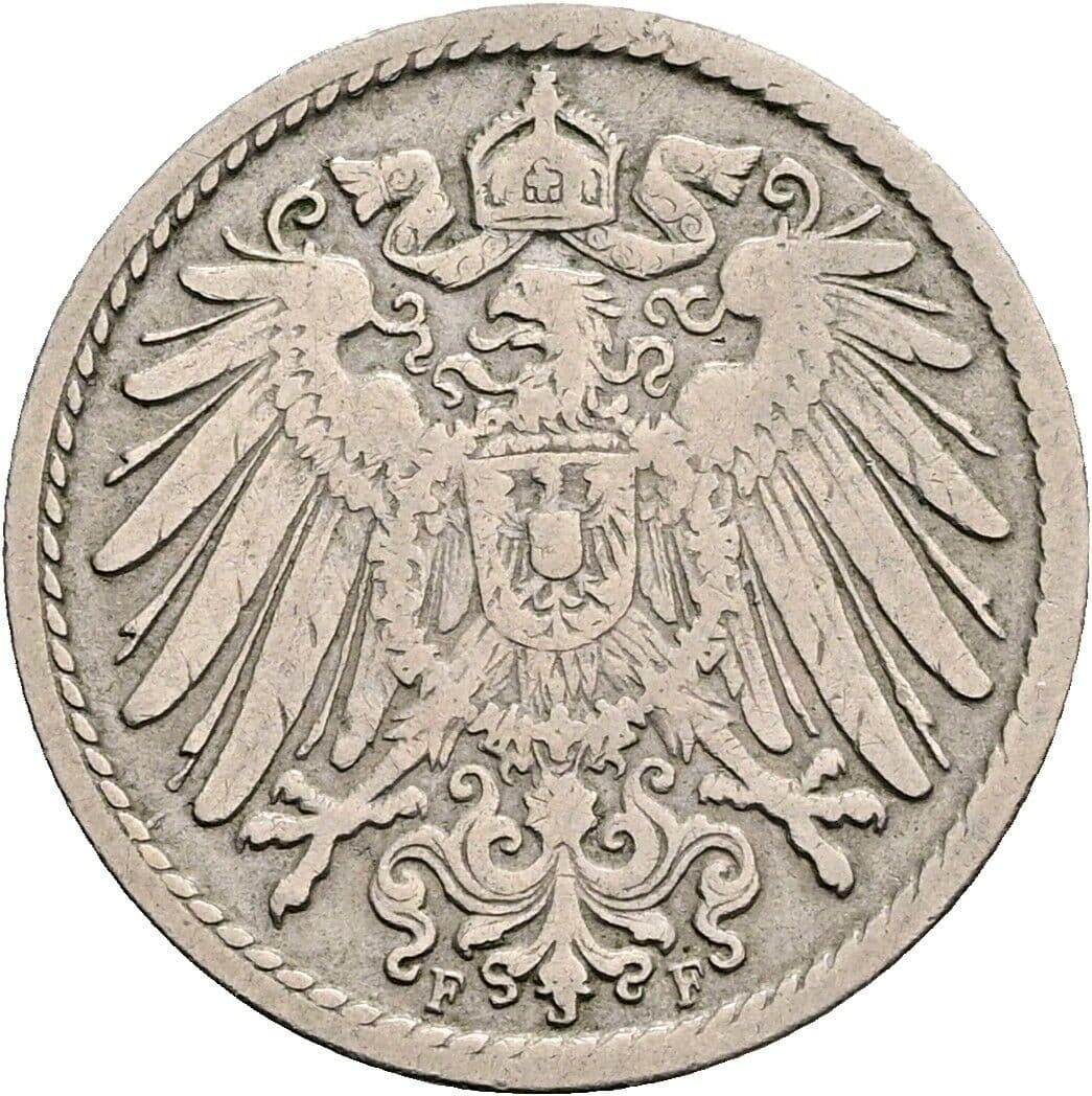5 Pfennig 1902 F – Rückseite
