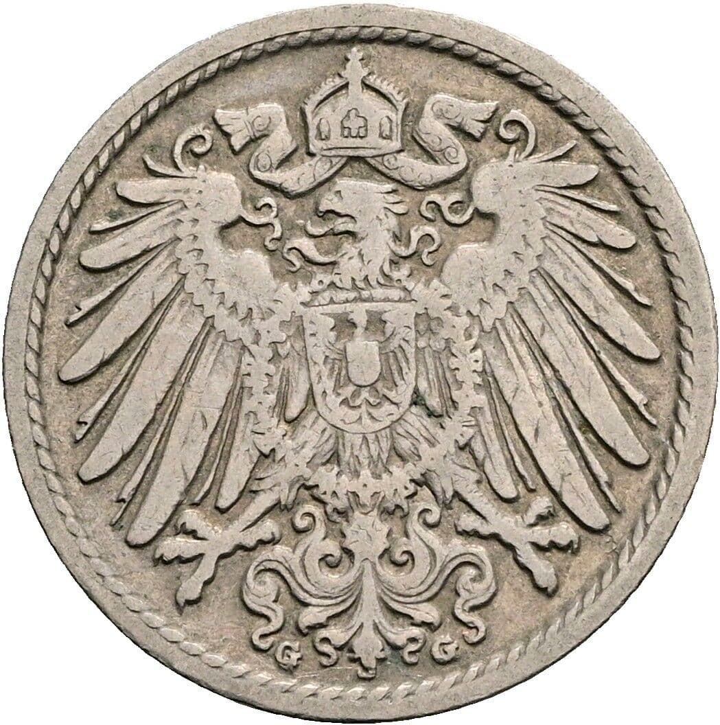 5 Pfennig 1905 G – Rückseite
