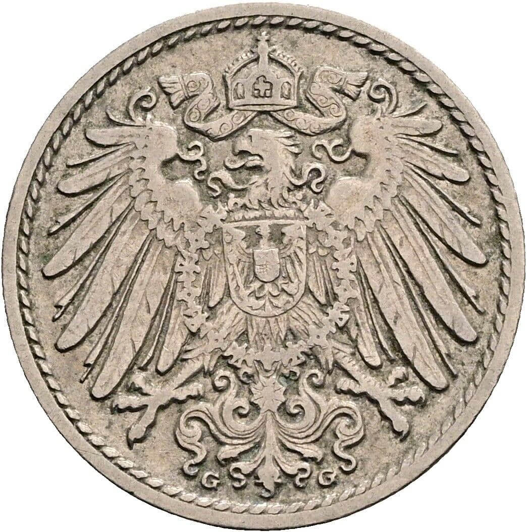 5 Pfennig 1907 G – Rückseite