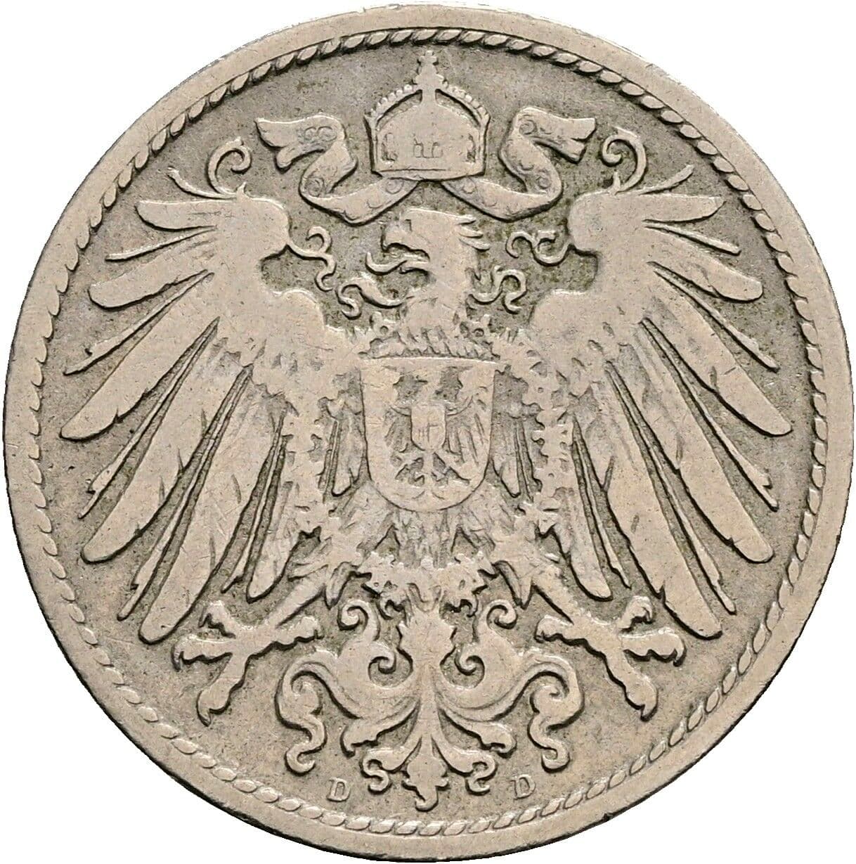 10 Pfennig 1892 D – Rückseite