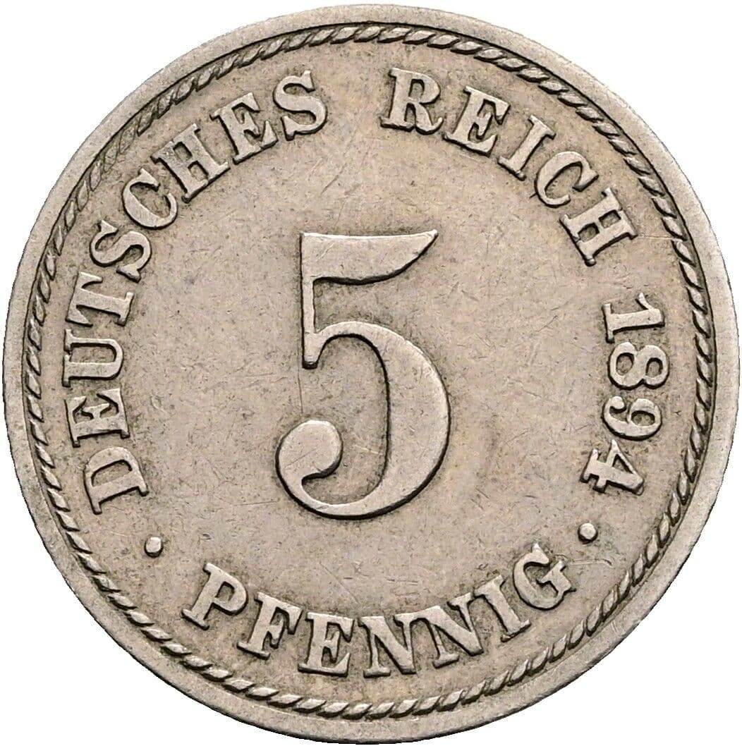 5 Pfennig 1894 A – Vorderseite