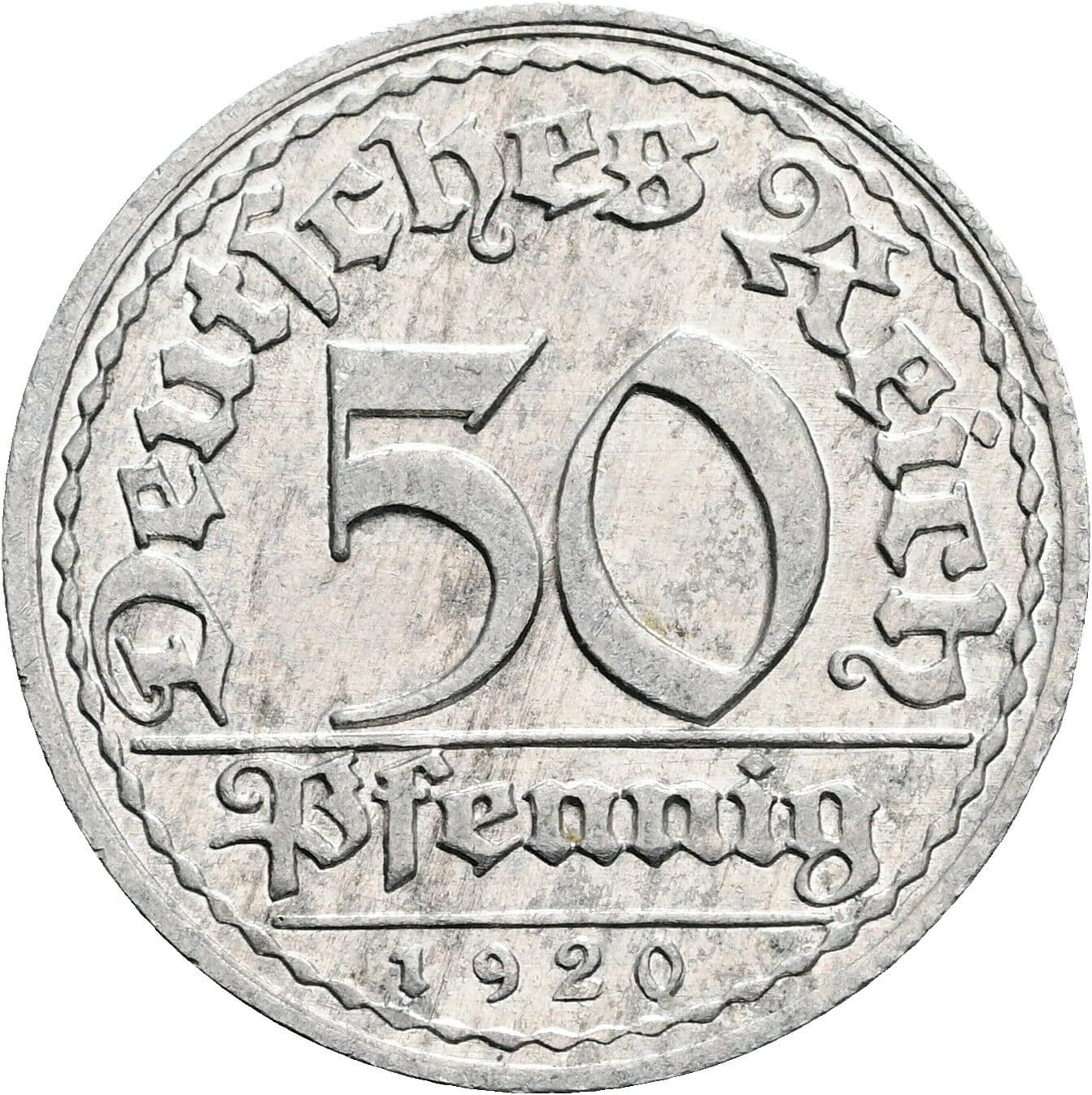 50 Pfennig 1920 D – Vorderseite