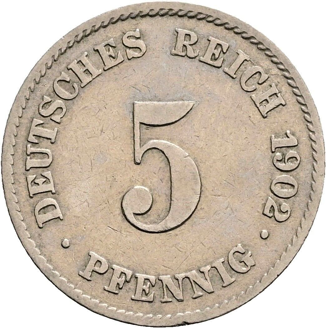 5 Pfennig 1902 J – Vorderseite