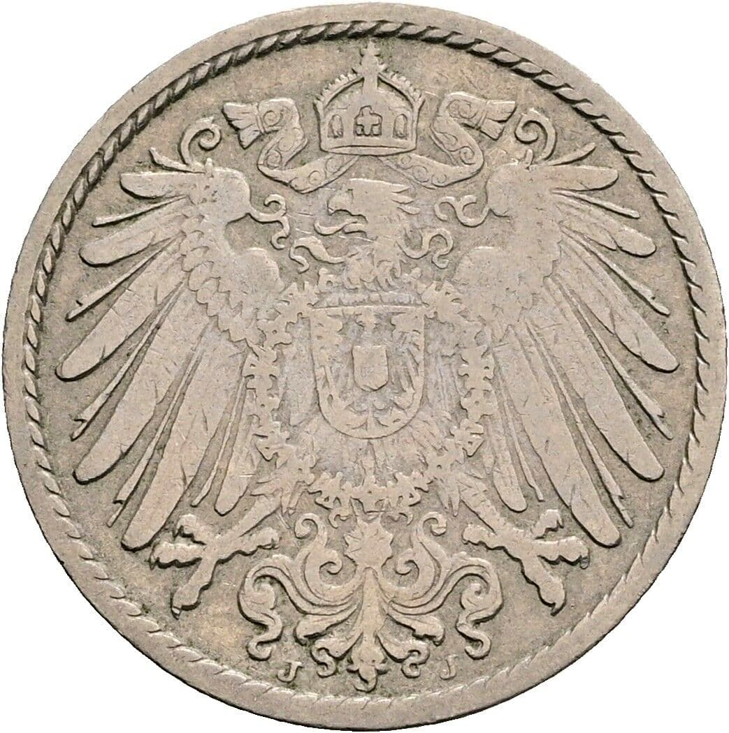 5 Pfennig 1902 J – Rückseite